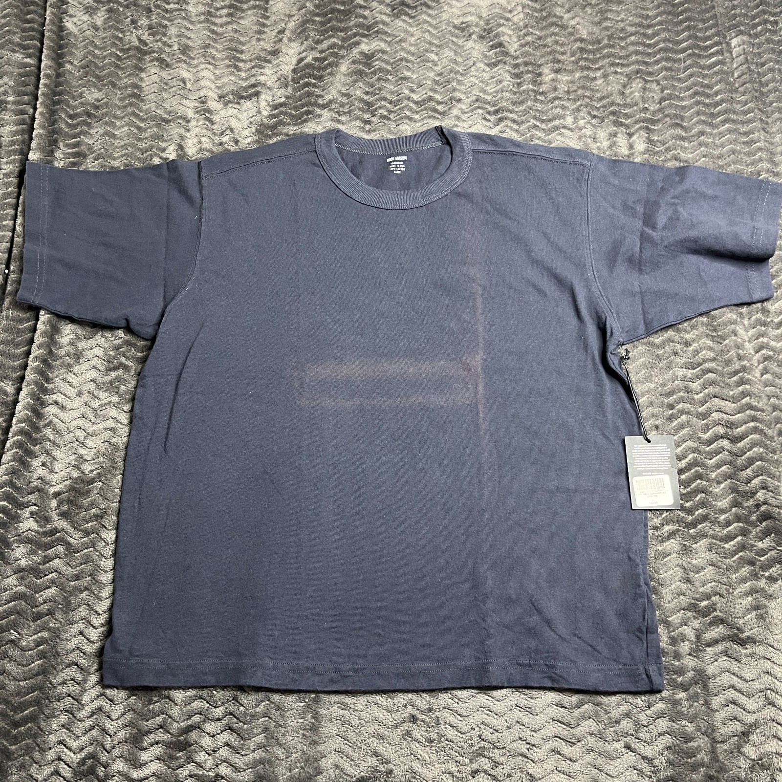 Buck Mason Dark Navy Tough-Knit 90 S Boxy Tee size Large NWT