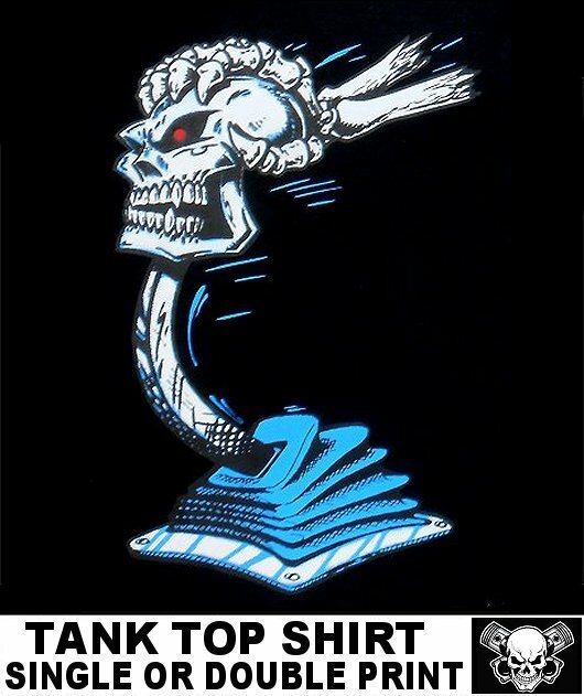 OLD SCHOOL MUSCLE HOT ROD OUTLAW GASSER DRAG CAR BLOWER SKULL SHIFTER TANK TOP