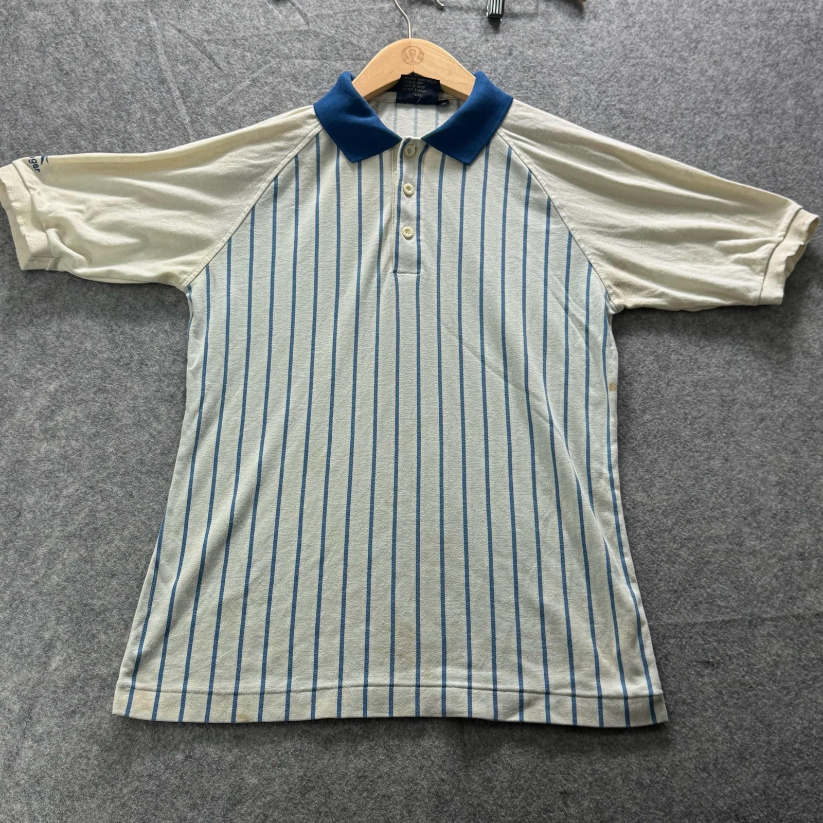 Slazenger Shirt Mens M White Striped Collared Polo Short Sleeve Logo Cotton y2k