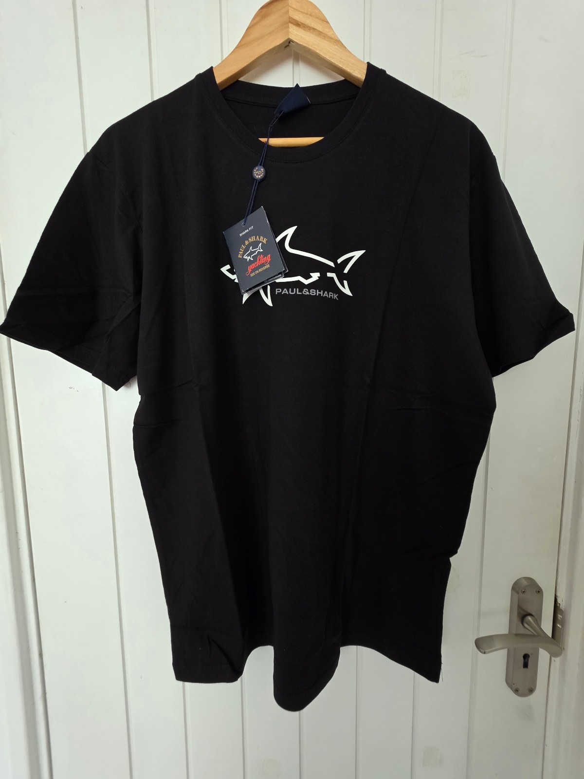 Paul & Shark Mens Big Shark Logo Black T-Shirts Cotton S M L XL XXL
