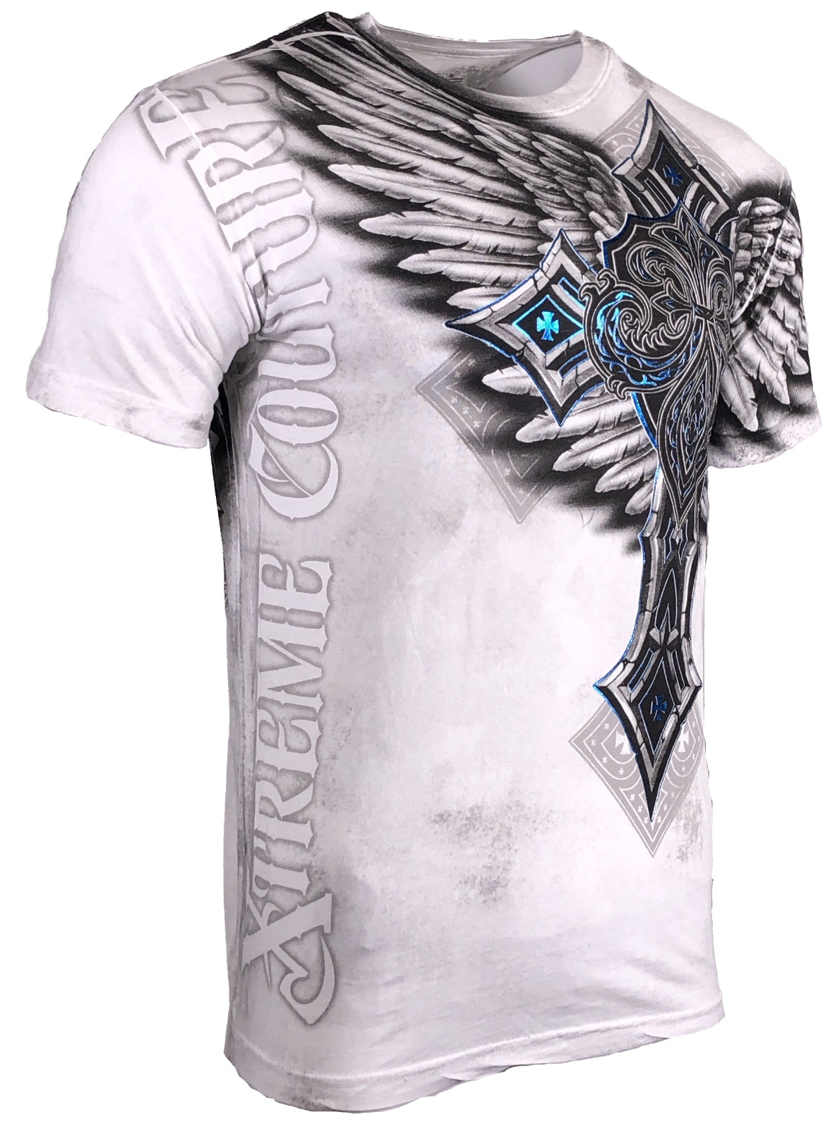 Xtreme Couture by Affliction Men’s T-Shirt LAST BLOW White Biker Wings MMA