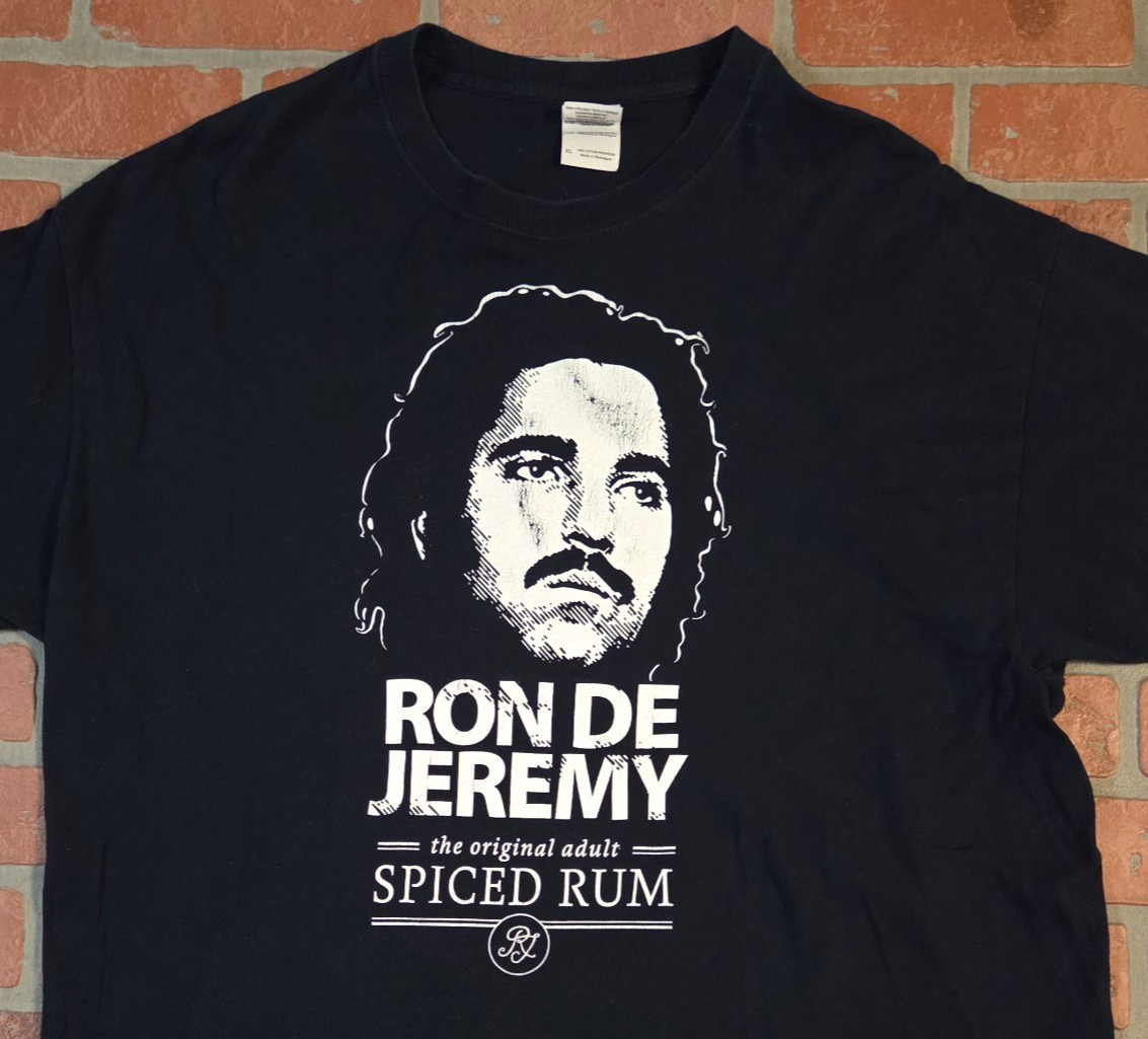 RON JEREMY Ron De Jeremy Spiced Rum “FOR ADULTS ONLY” PROMO T shirt Gildan XL