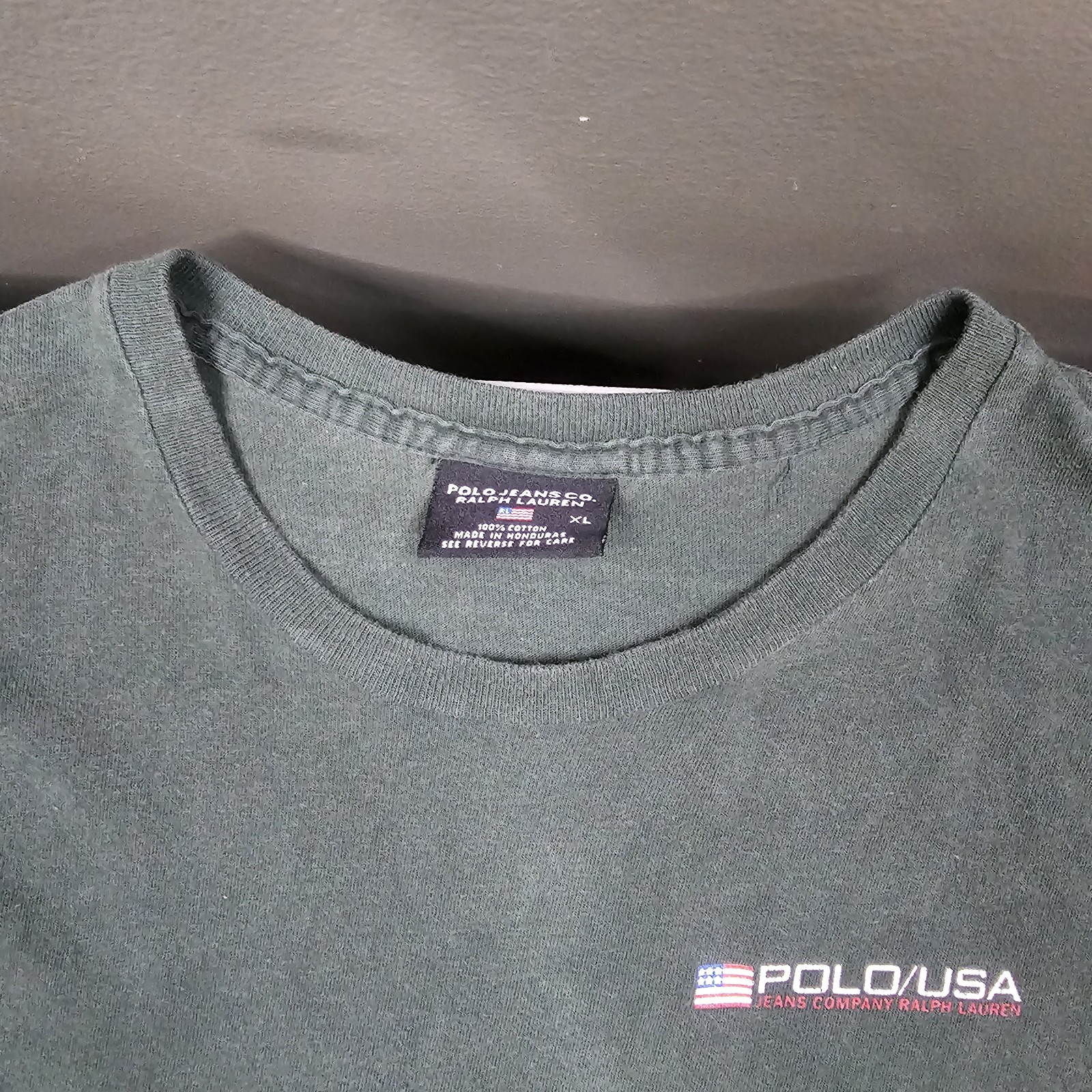 Vintage Polo Jeans Co Tshirt Ralph Lauren Green 90s Y2K Preppy Retro Classic