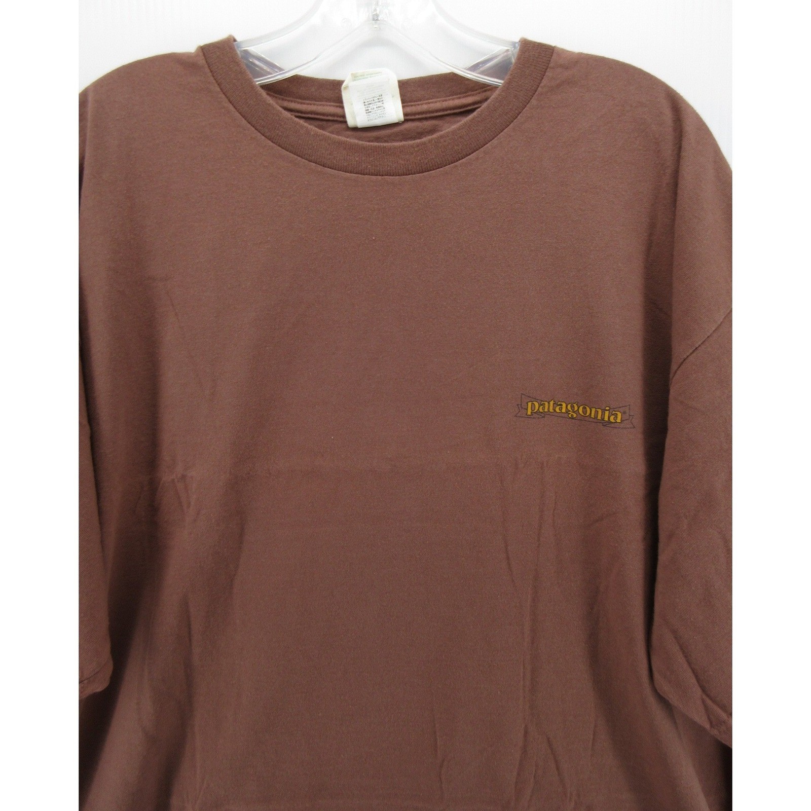 VINTAGE Patagonia Shirt Men XL Brown Beneficial T Graphic Organic Cotton Y2K