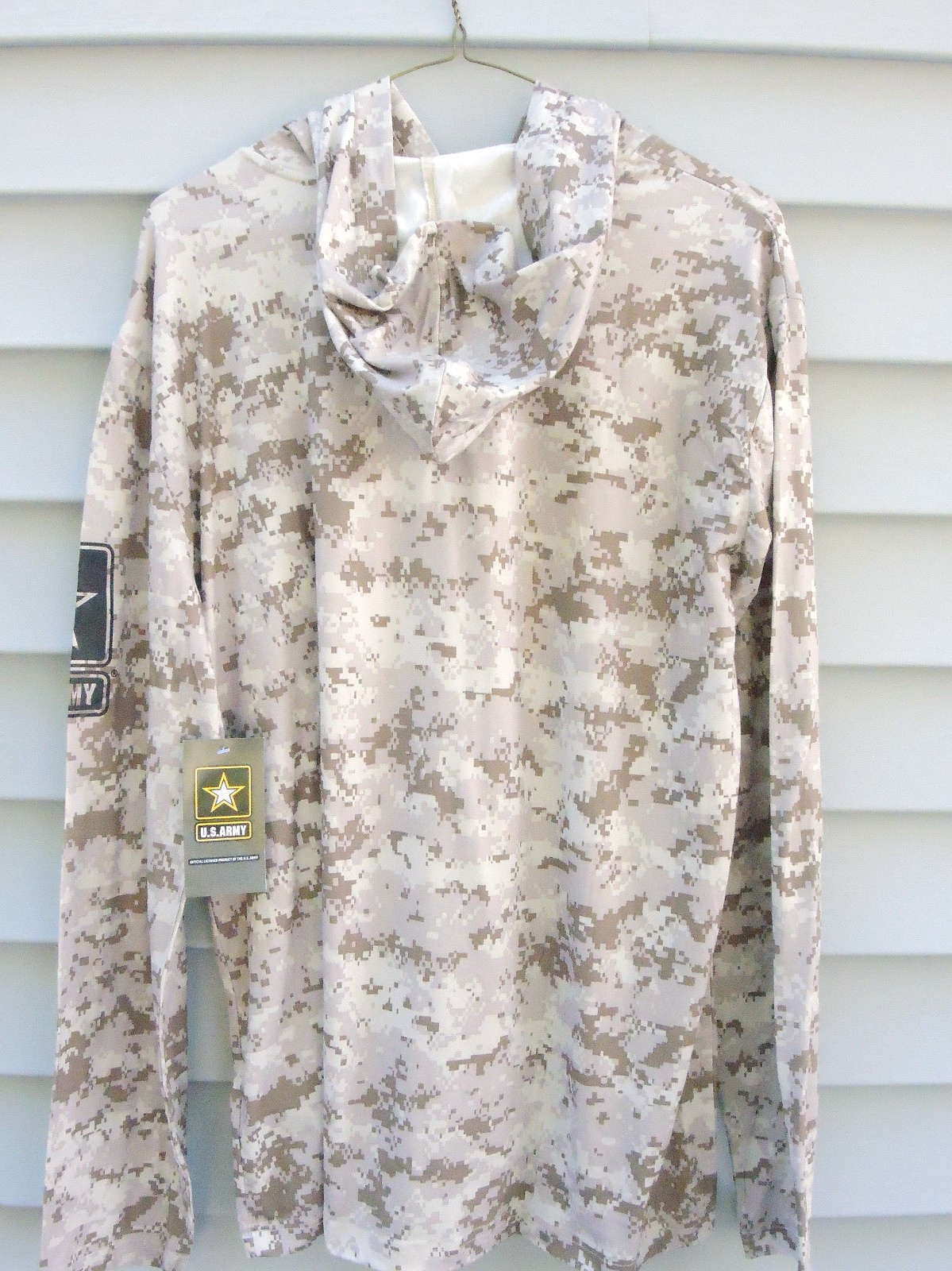 US Army Men T-Shirt Large Brown Digital Camo Hooded Long Sleeve – HKY Sportswear