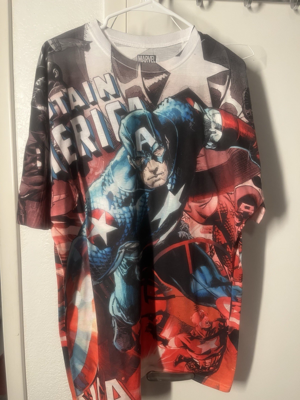 Marvel Captain America & Iron Man Graphic Print Tee XL Polyester Crew Neck