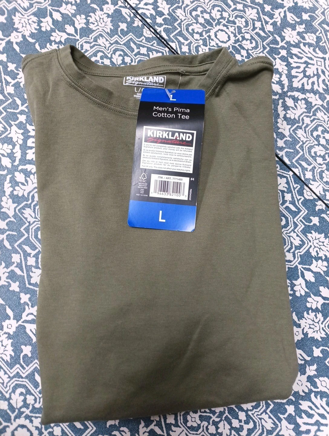 Kirkland Signature Men’s Pima Cotton Tee T-Shirt L