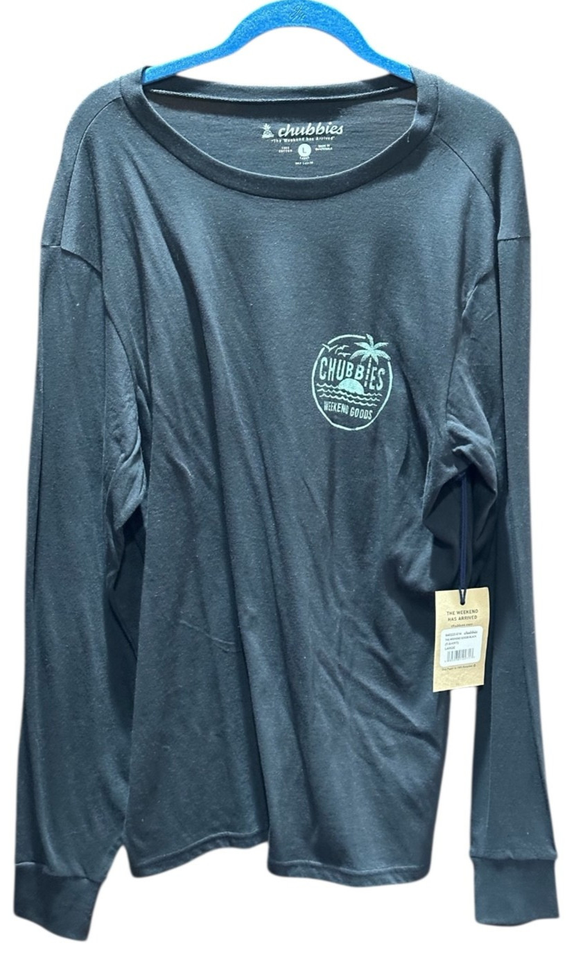 Chubbies The Weekend has Arrived Long Sleeve BlackTshirt Size Large