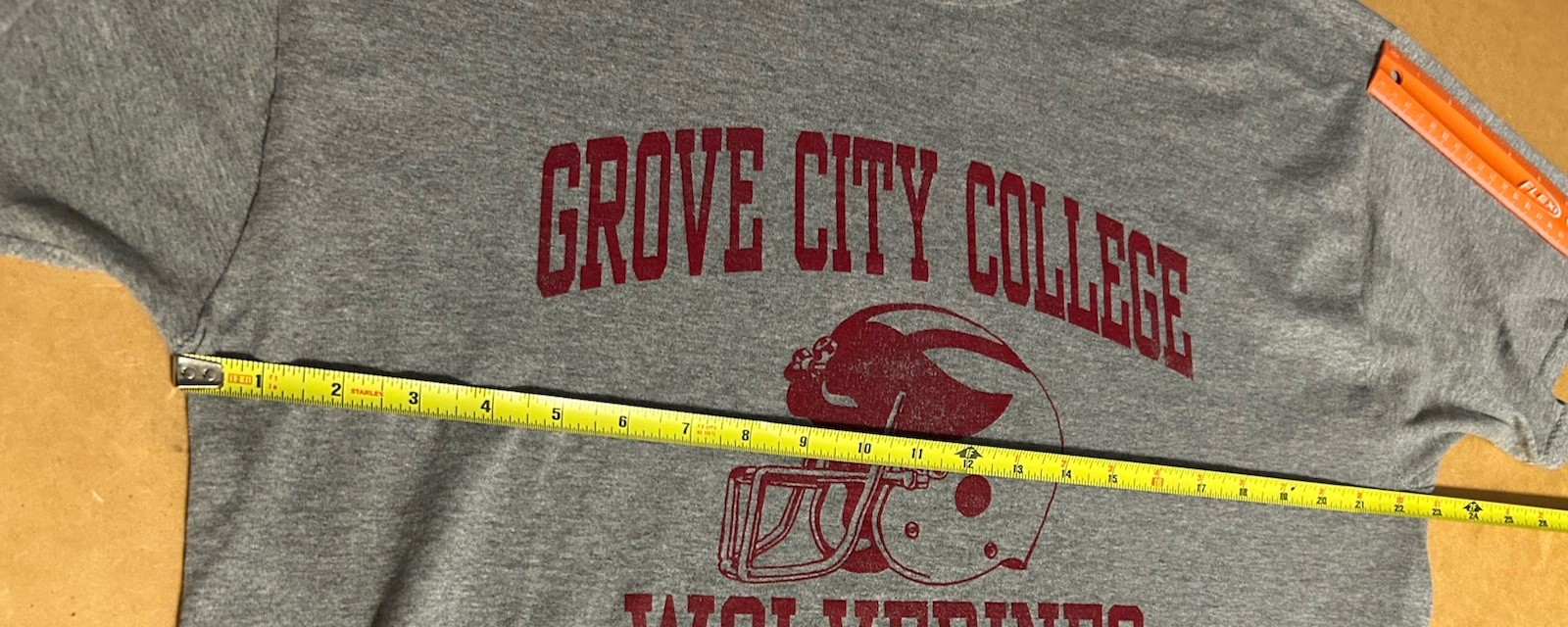 VTG Grove City College Wolverines Football Shirt Men XL Heather Gray Russell