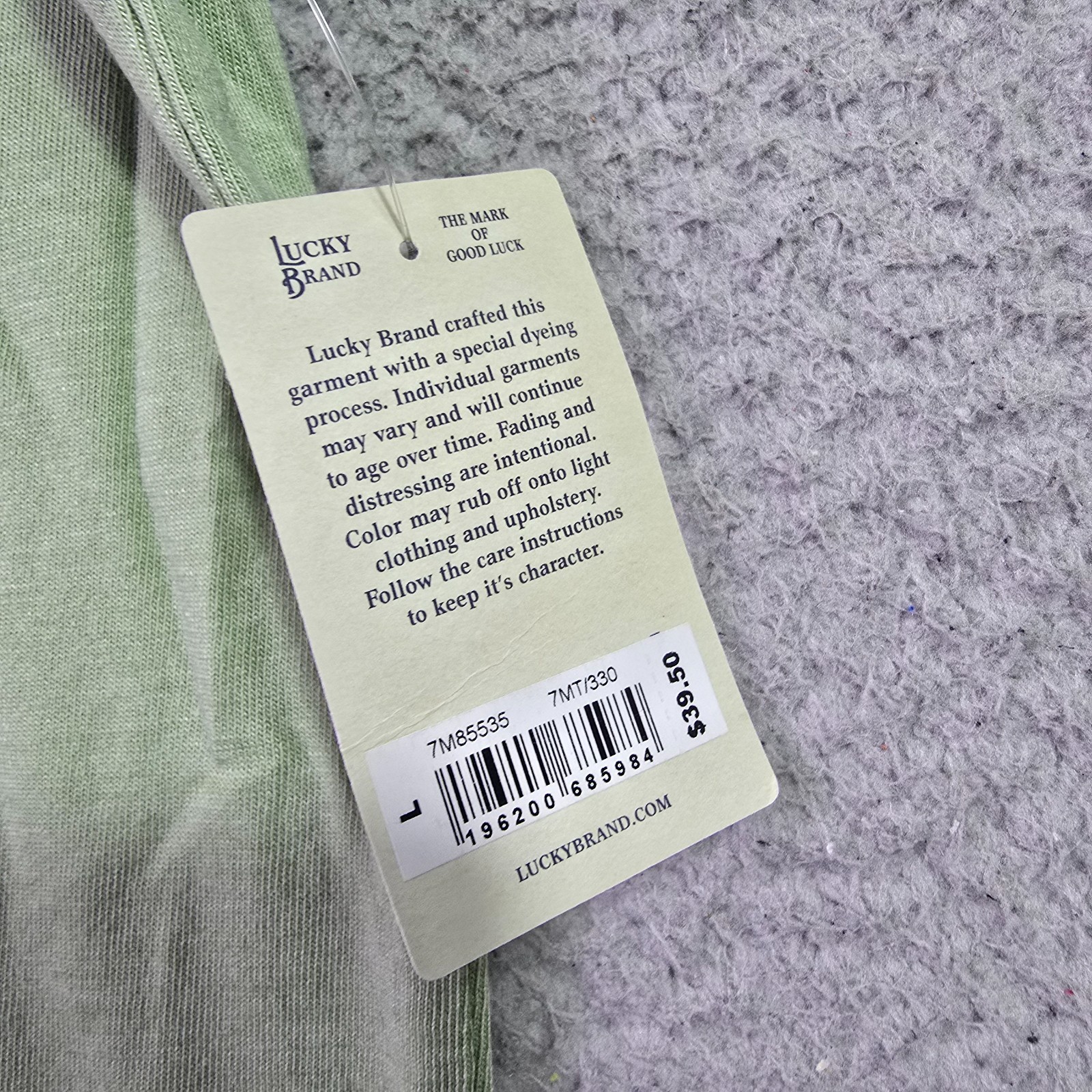 Lucky Brand Ganja Shirt Mens Large Green Smoke Jamaica Weed Casual Faded 420 NWT