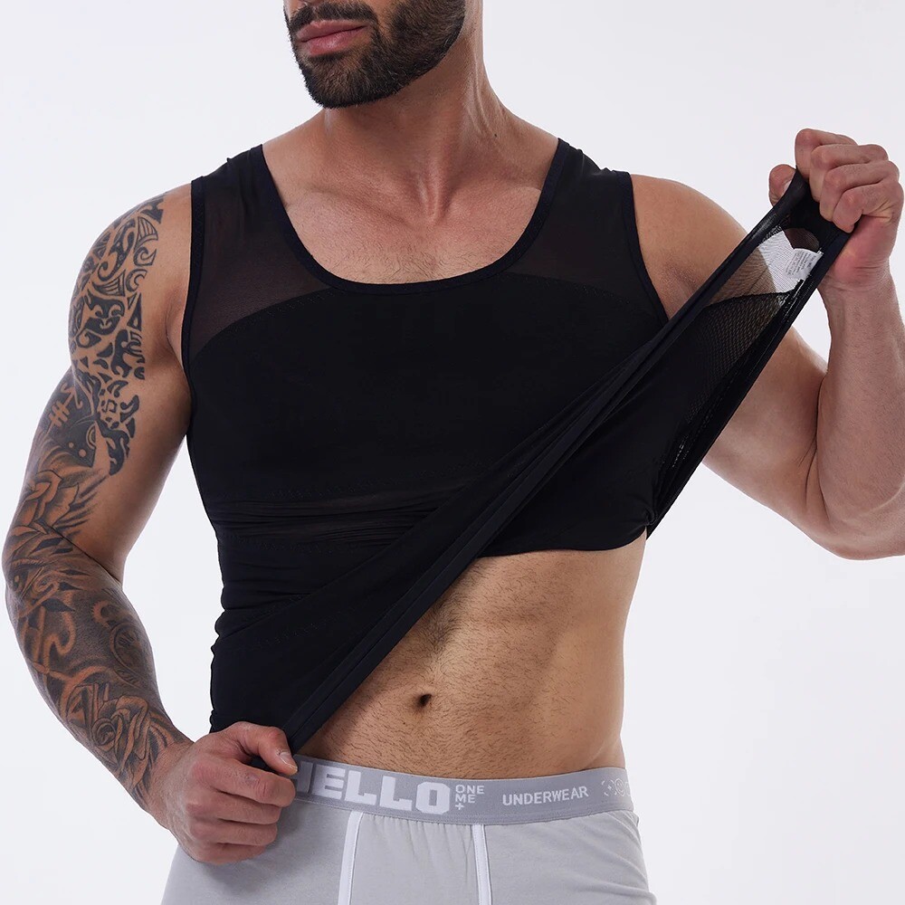 Men Slimming Body Shaper Tank Top Abdomen Gynomastica Compression Vest Shirt