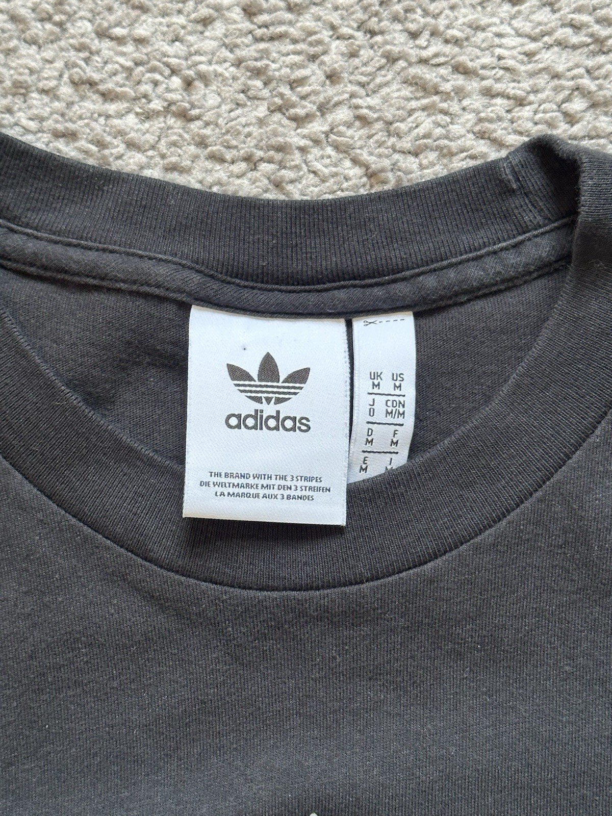 adidas Originals Mens Black Camo Trefoil Graphic Logo Tee Crew Neck Size M