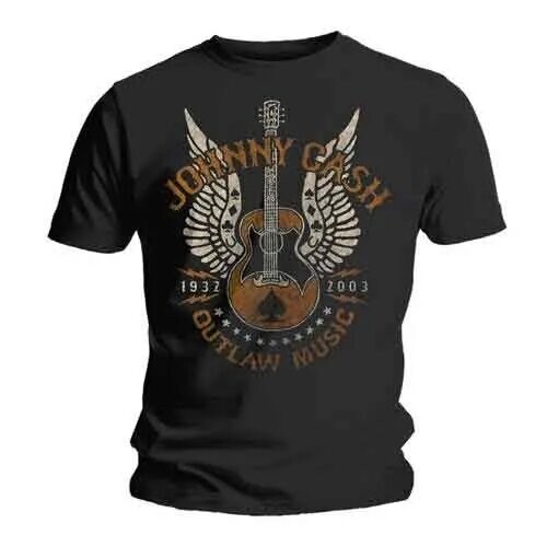Johnny Cash 1932-2003 Outlaw Music Guitar Wings Graphic T-Shirt, Size S-5XL