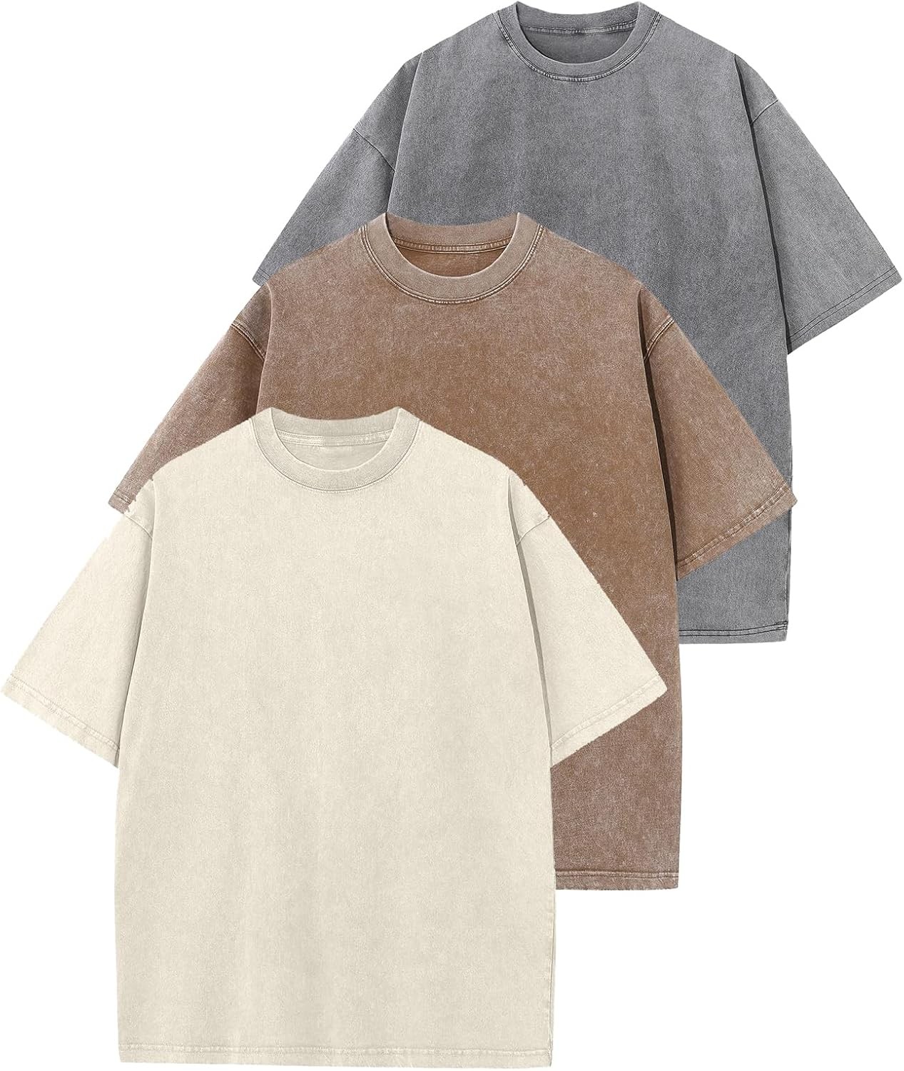 3 Pack Men’s Oversized Vintage T-Shirts – Loose Fit Casual Short Sleeve Tops