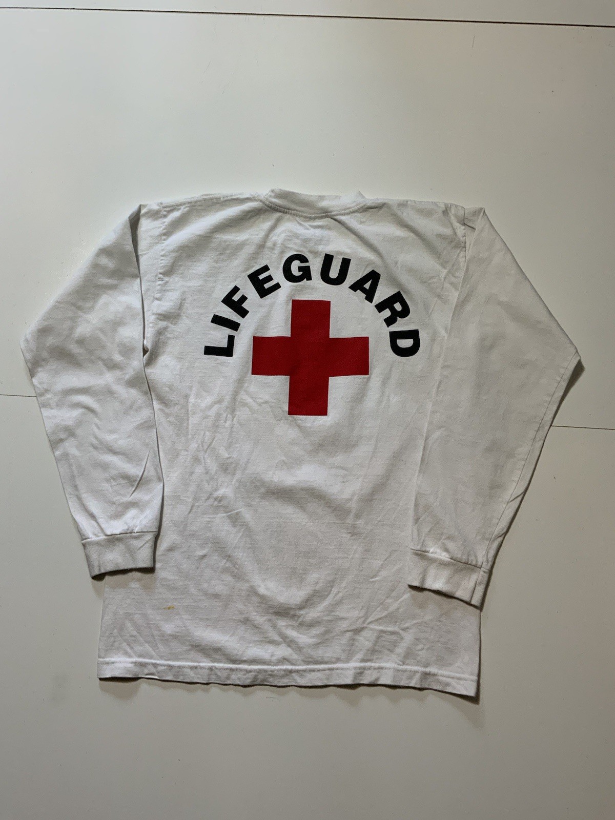 Calabasas Aquatic Staff City Lifeguard Swimming White Graphic L/S T-Shirt Sz. M