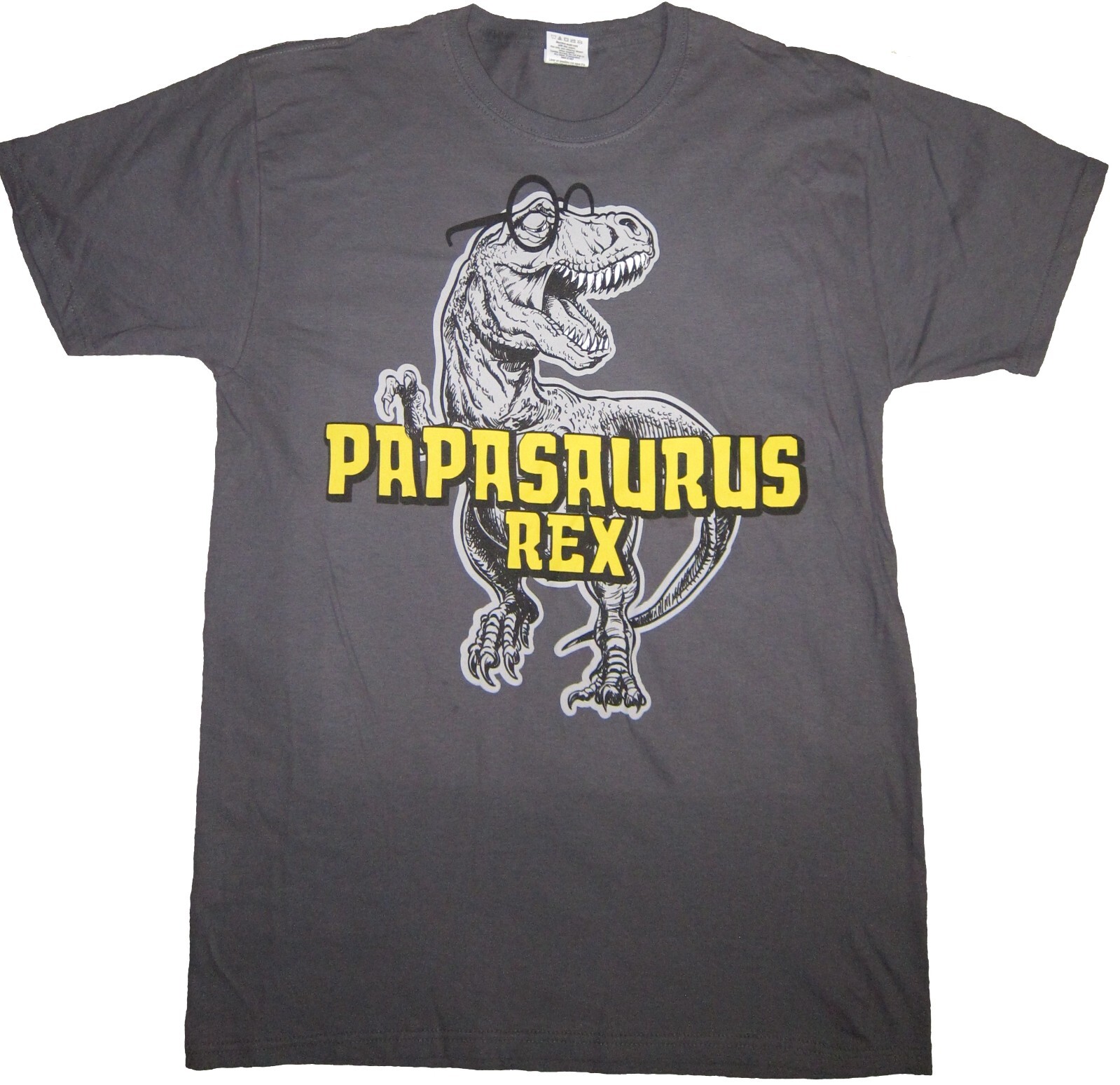 #1 DAD PAPASAURUS REX T-SHIRT CHARCOAL GRAY S (34-36) [CHR14]