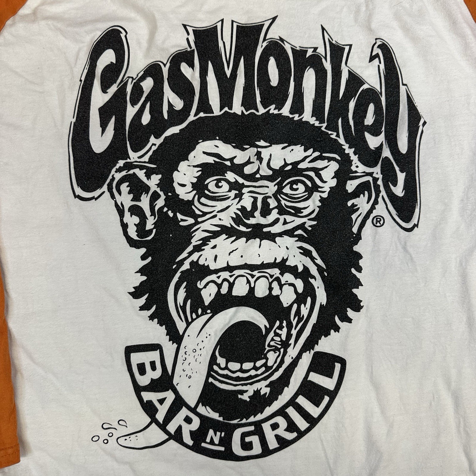 Gas Monkey Bar & Grill Shirt Mens L Raglan Logo Y2K Graphic 3/4 Sleeve Jersey 13