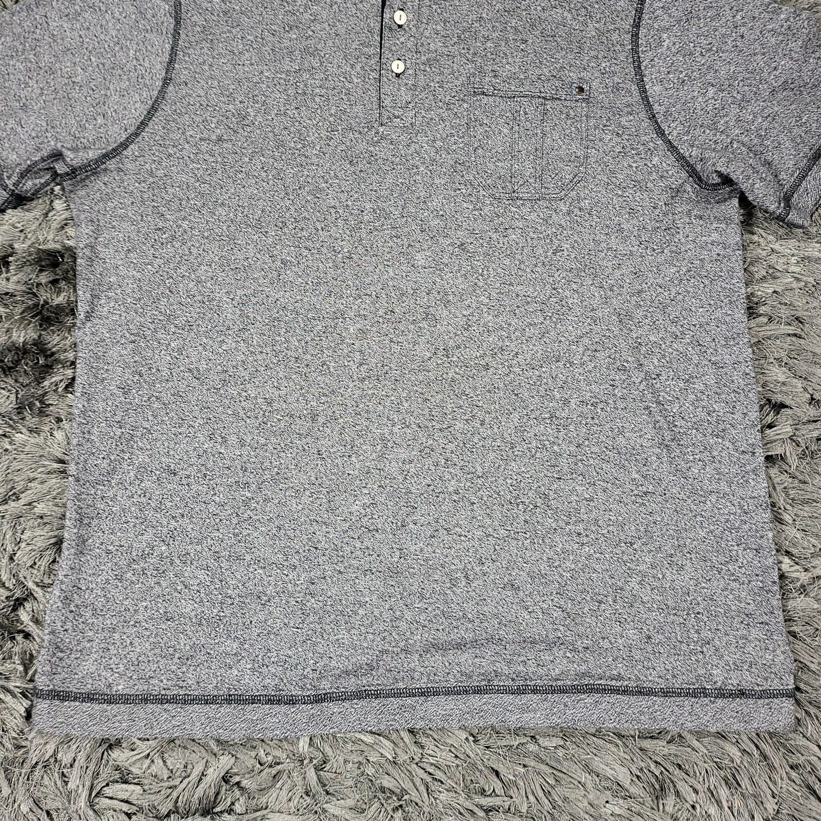 Tommy Bahama Henley Shirt Mens Medium Gray Short Sleeve Chest Pocket Heather