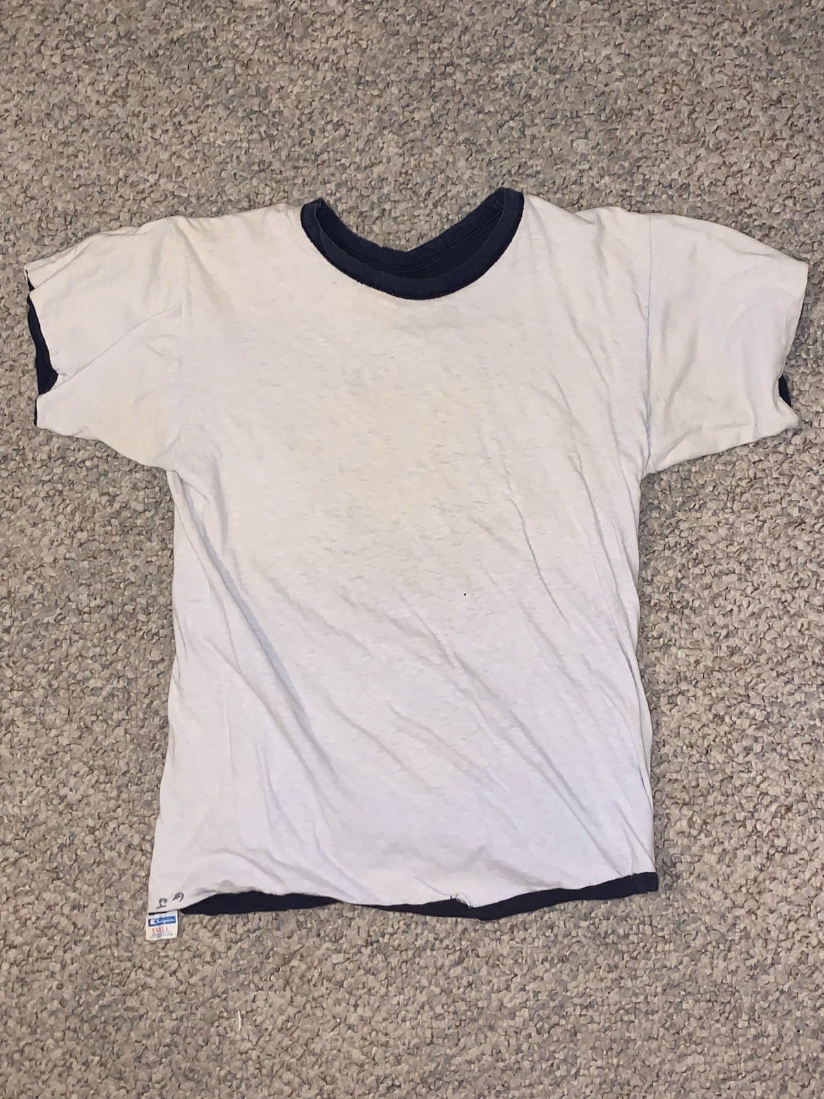 Vtg 70s Champion Reversible Double Face College P.E. Gym T Shirt Sz S Blue Bar