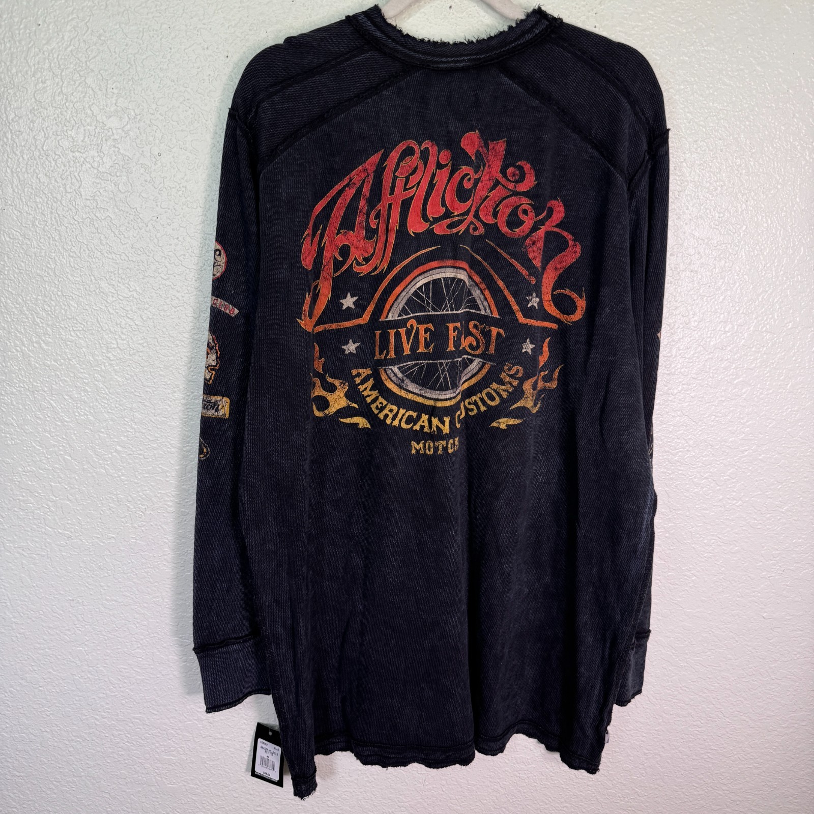 Affliction Thermal Shirt Mens 4X Dakota Hills Reversible Tee Live Fast Y2K NEW
