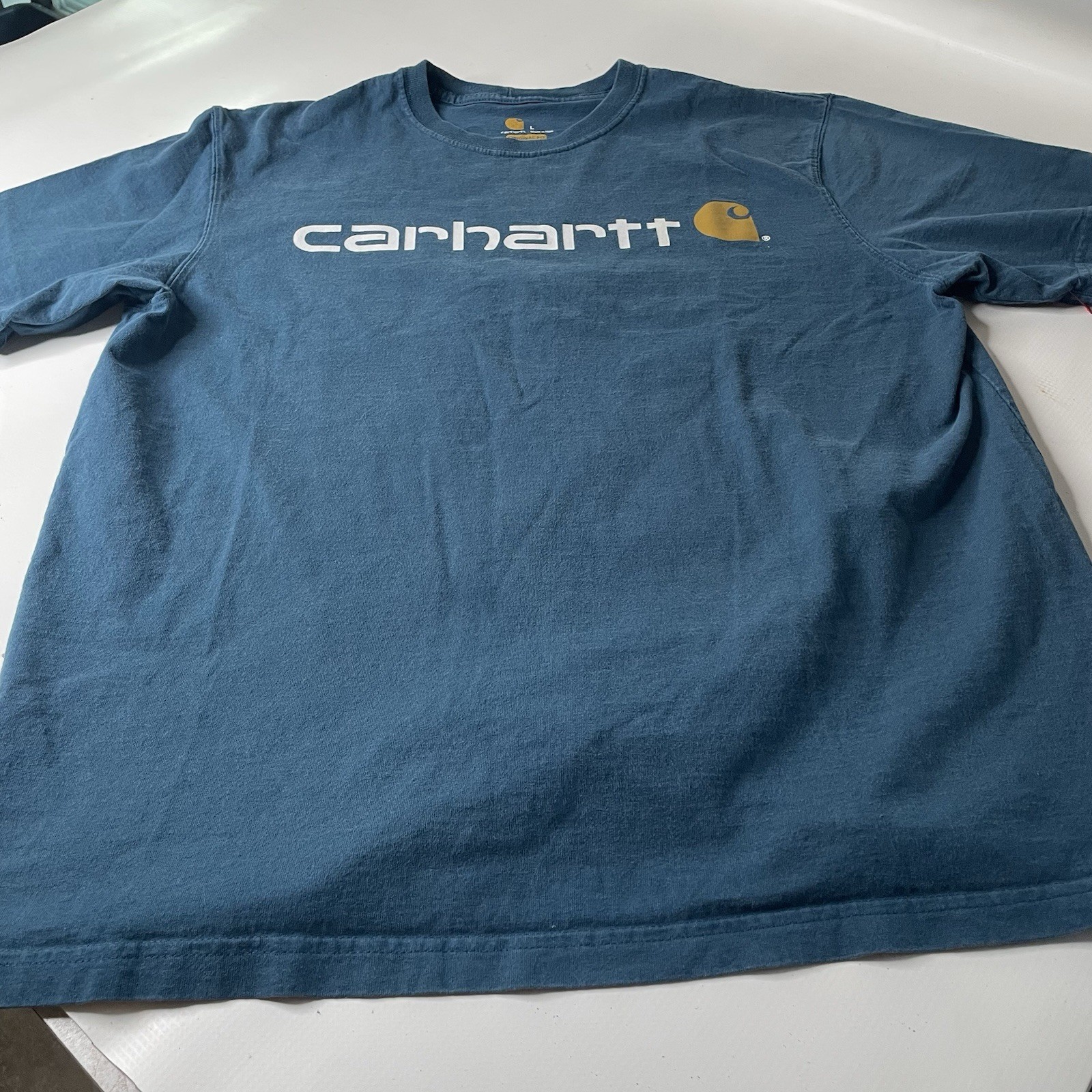 Carhartt K195 Men’s Blue Logo Graphic Print Crew Neck Tee Original Fit L