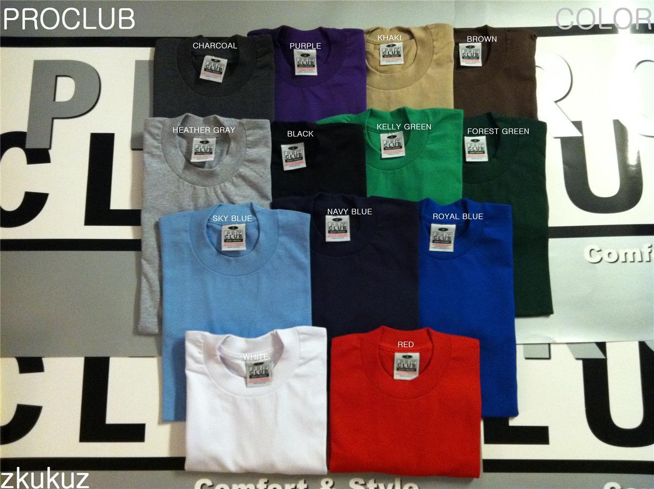 12 NEW PROCLUB HEAVY WEIGHT T-SHIRT COLOR PLAIN PRO CLUB XLT-3XLT TALL 12PC