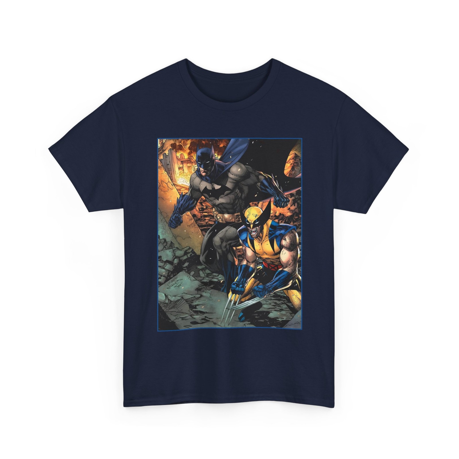 Batman & Wolverine T-Shirt DC, Marvel Comics Jim Lee Art Retro Vintage-Style Tee