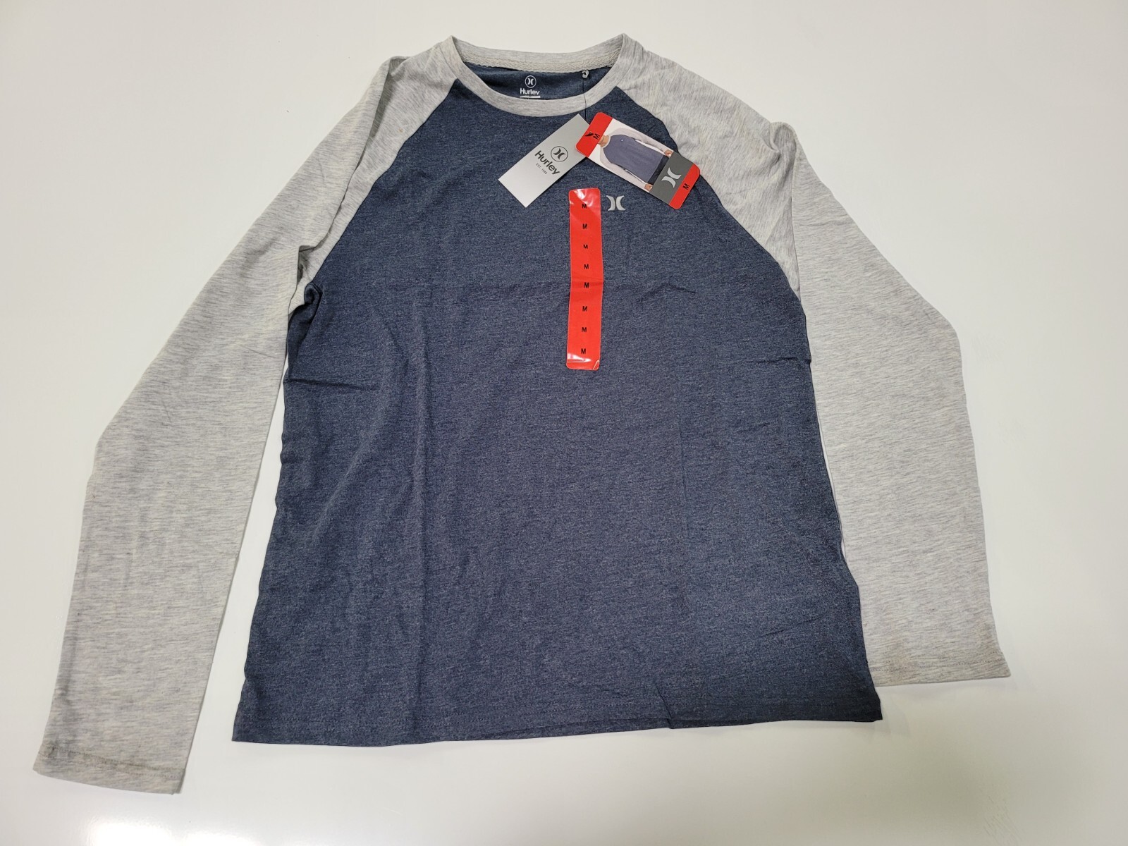 NWT Hurley Men’s Raglan Long Sleeve Tee Shirt Red, Blue, Grey available in Sizes