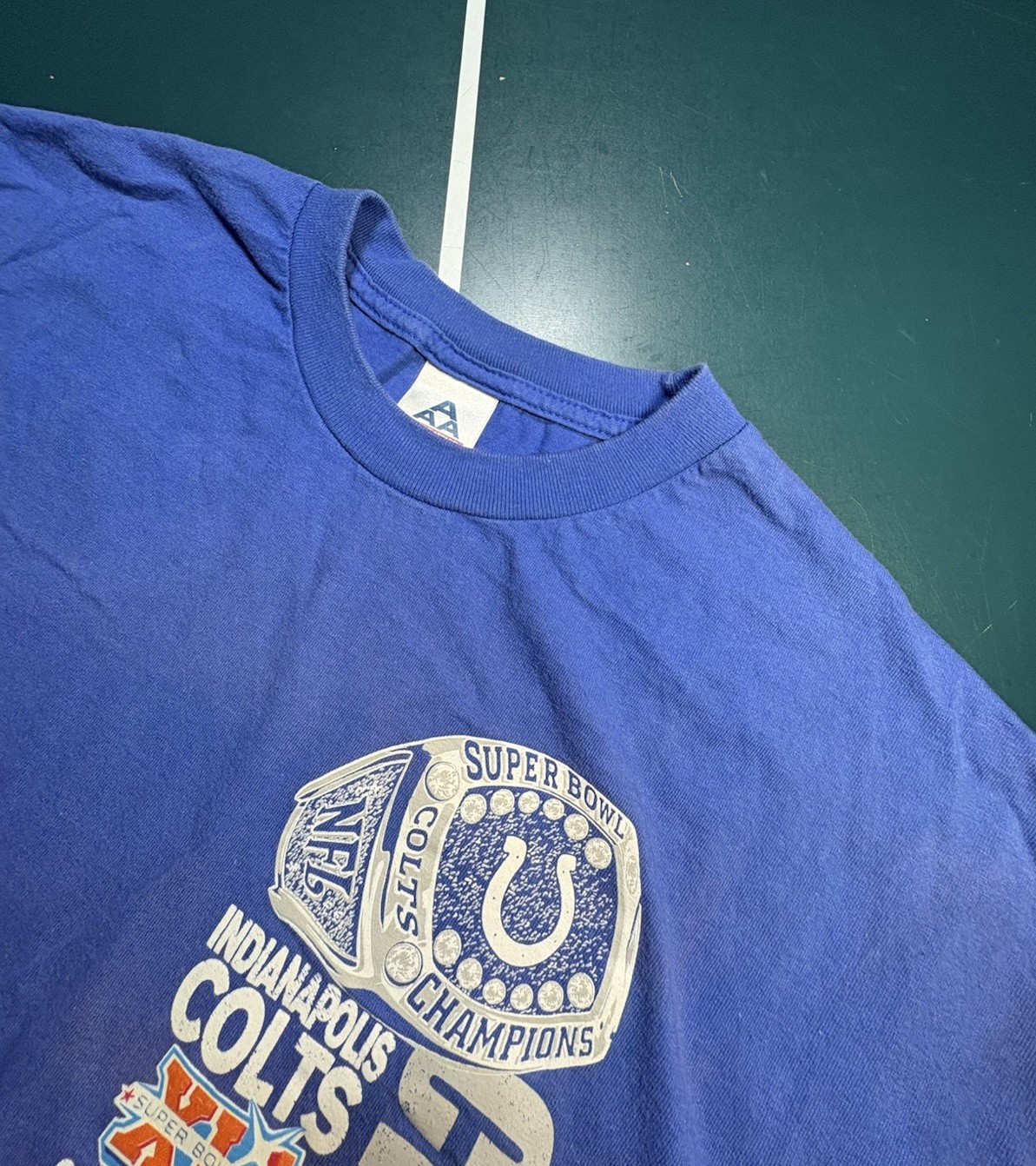 Vintage Indianapolis Colts Superbowl XLI Champions 2007 T Shirt XL Faded Blue