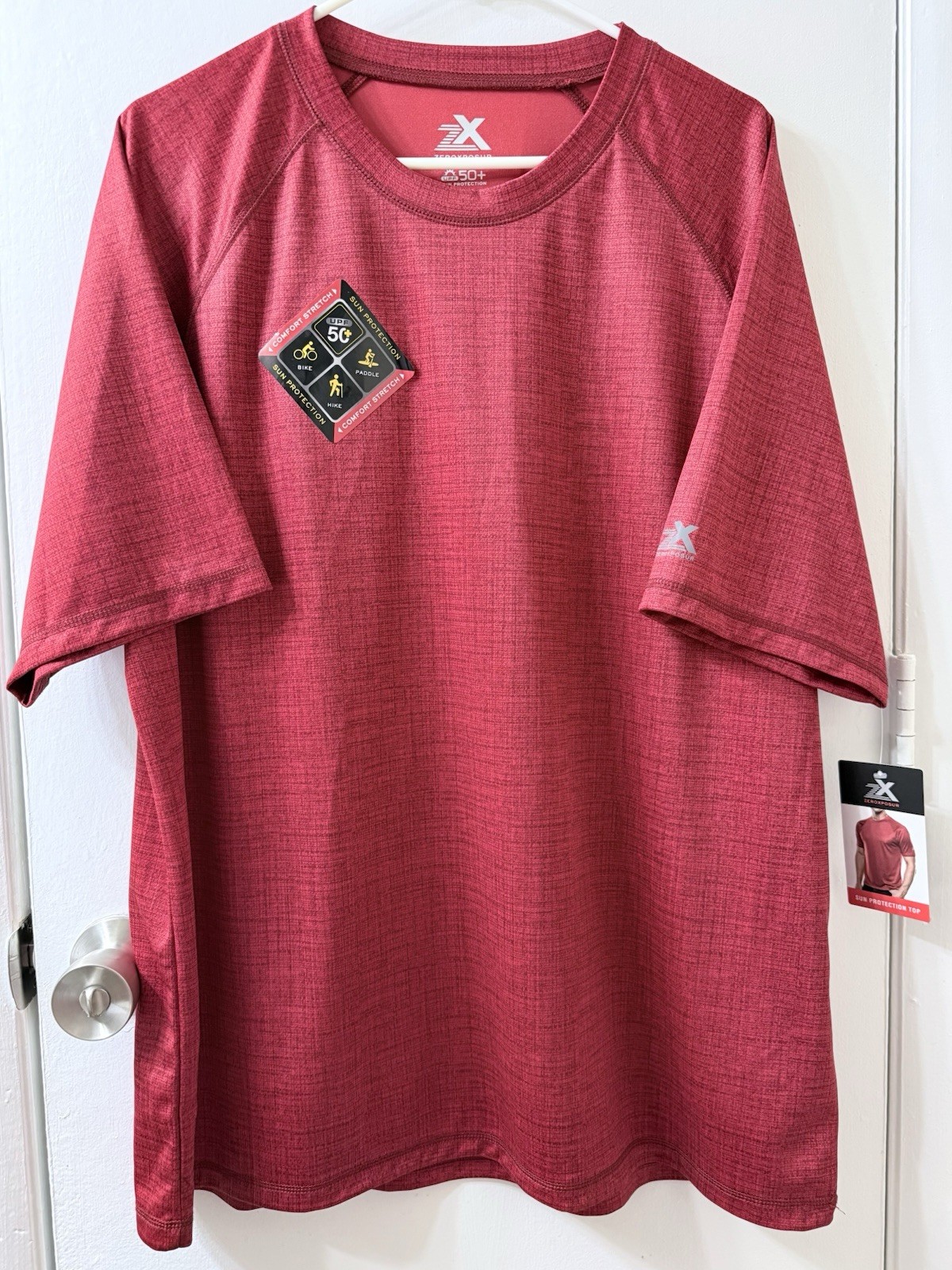 ZeroXposur Men’s XXL Rash Guard Tee UPF 50 Deep Red Quick Dry NWT