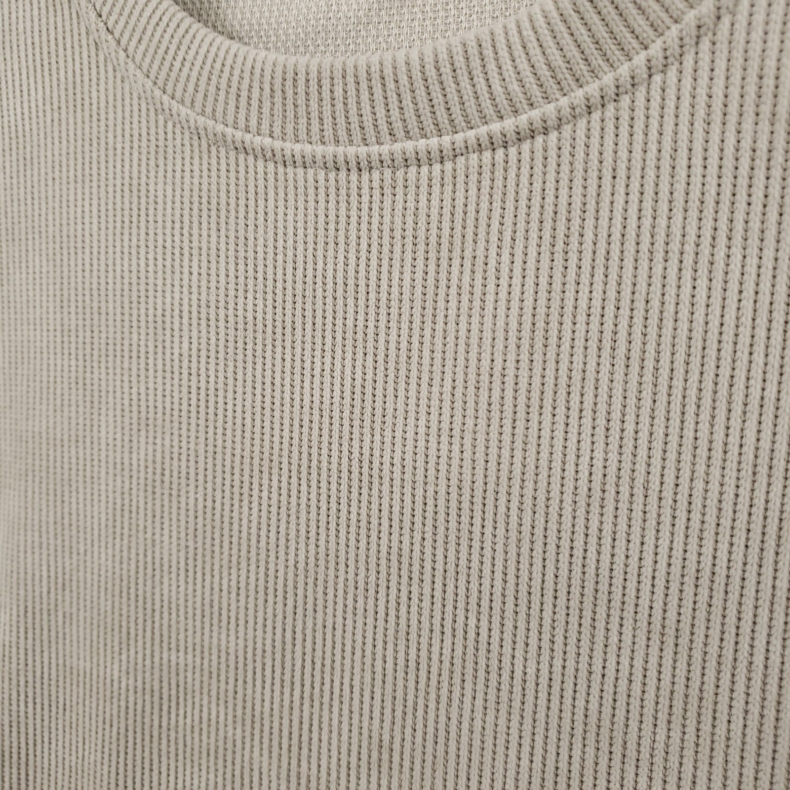 Negative Space Ribbed Knit Oversized T Shirt Mens Small Tan Crewneck Athleisure