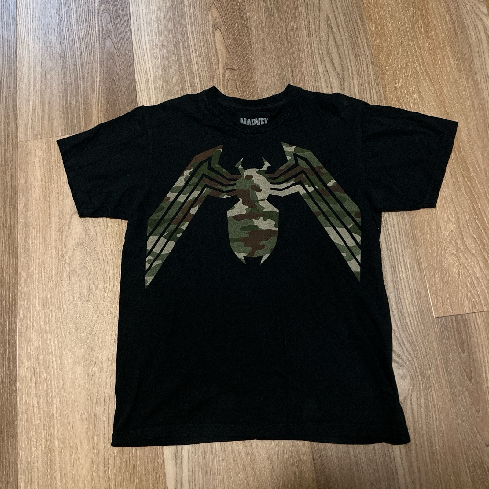 Marvel Spider-Man Camo Venom Graphic Black T Shirt Size Small