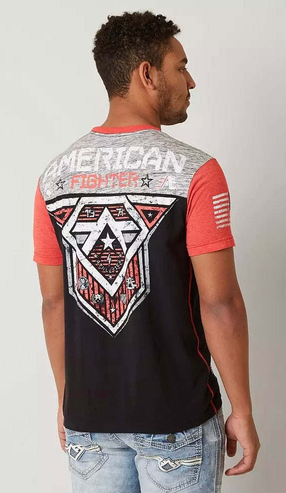 American Fighter Men’s T-shirt Hunter Crew Neck Athletic Panel tee XS-4XL