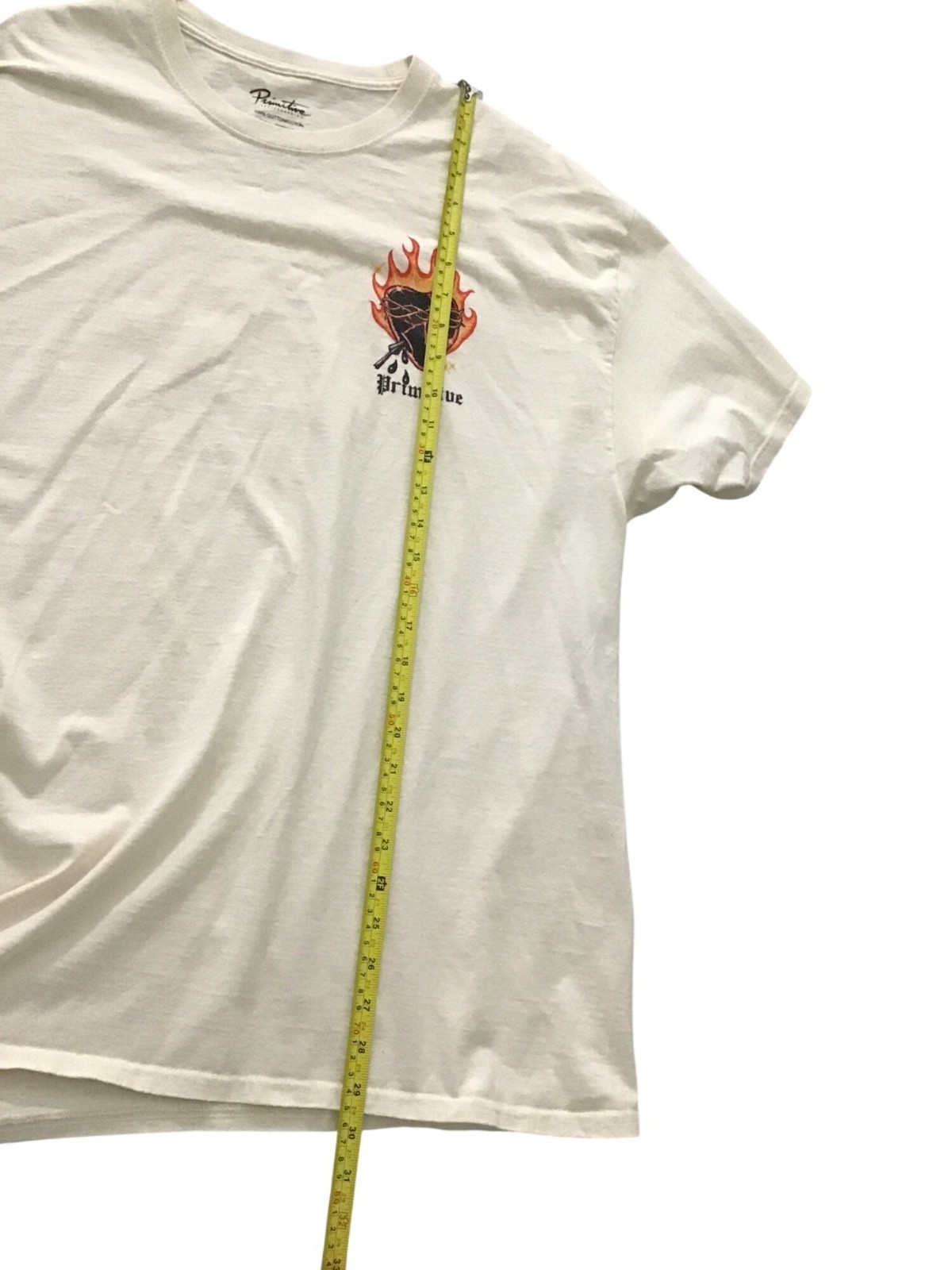 Primitive Sacred Heart Graphic T-Shirt White XL Cotton Skateboarding Tee