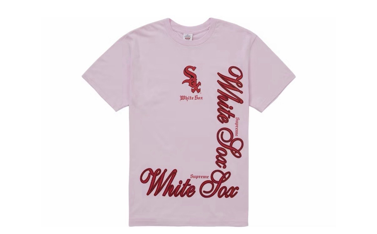 Supreme Chicago White Sox Logo Graphic Pink Cotton Crew Neck T-Shirt Men’s L