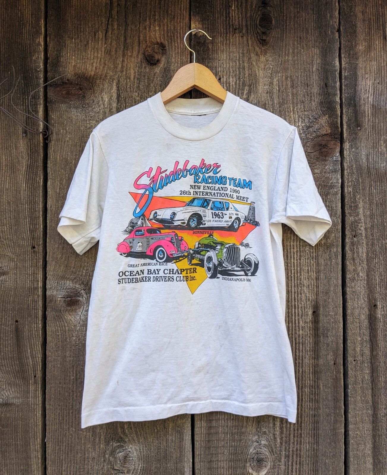 90s vintage car racing t shirt single stitch seam Studebaker classic car retro