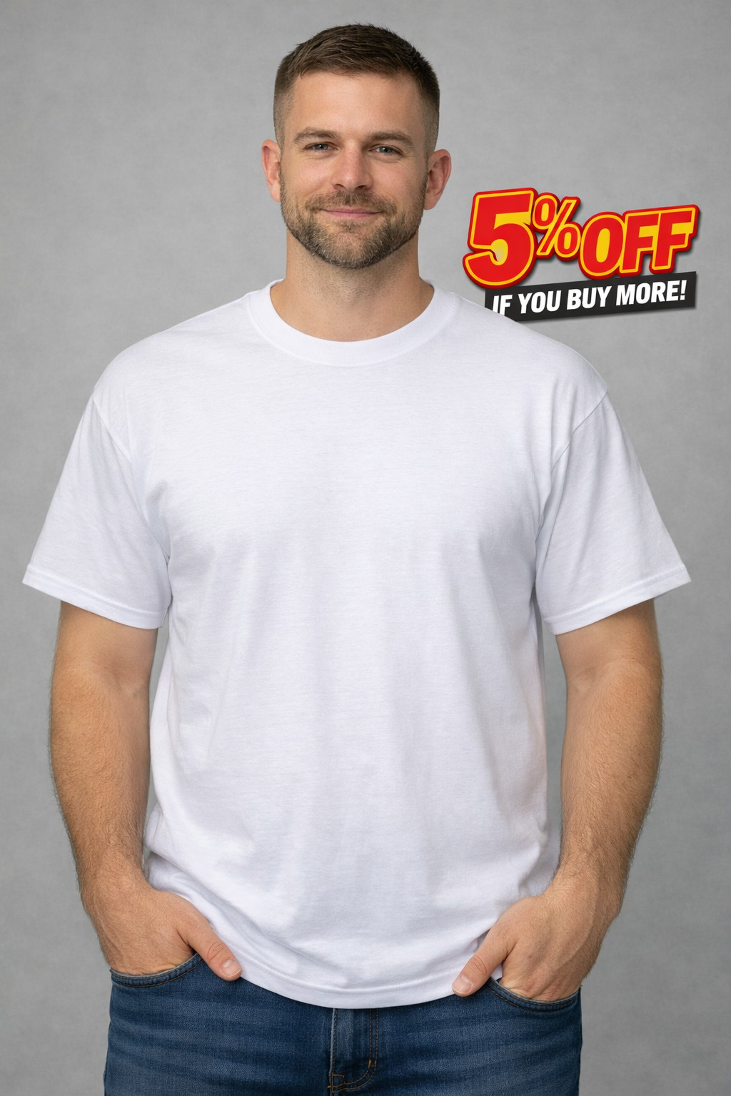Gildan Heavy Cotton Crew Neck T-Shirt Blank Tee Short Sleeve White Size XL