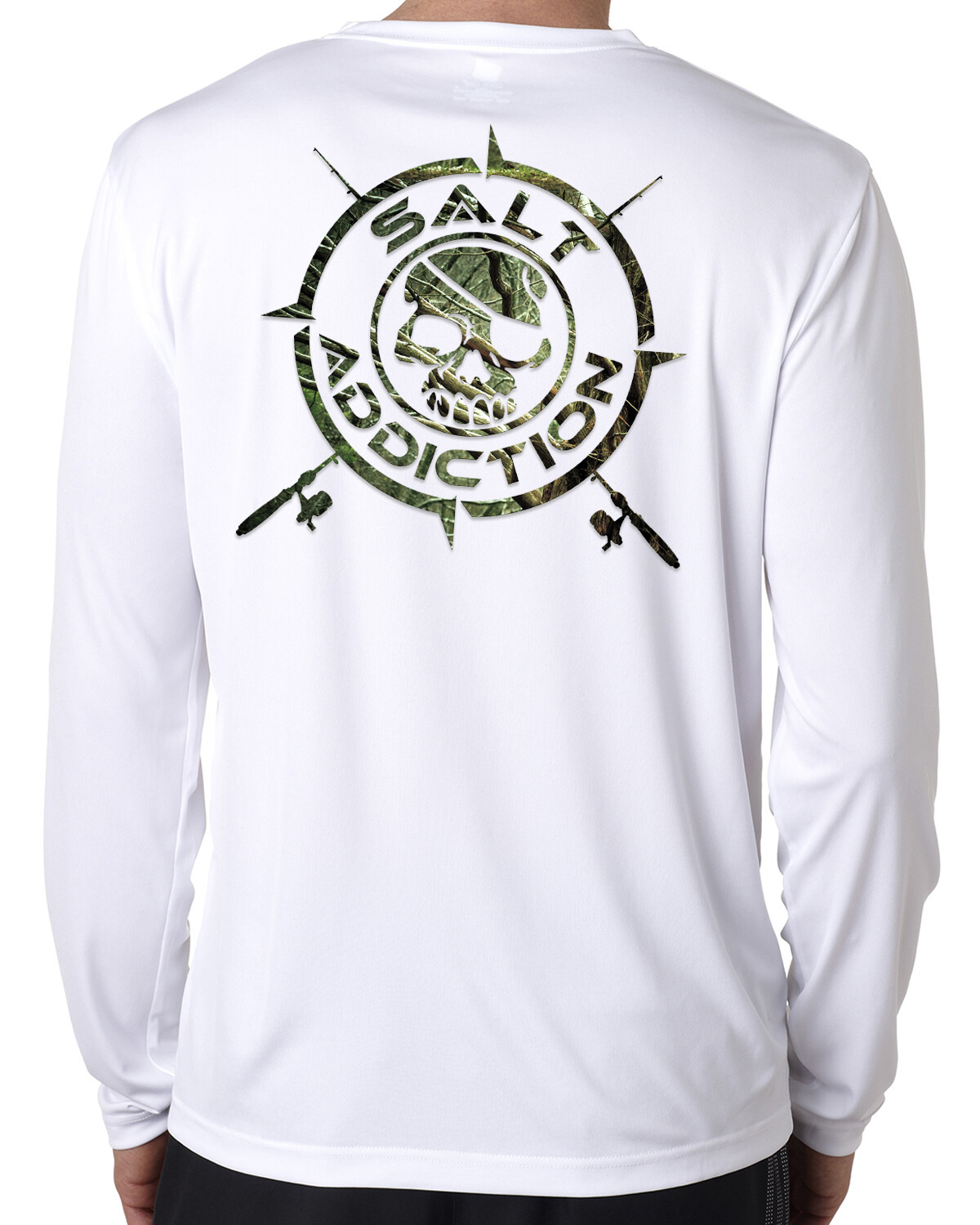 Salt Addiction microfiber saltwater fishing long sleeve life t shirt 50+ uv camo