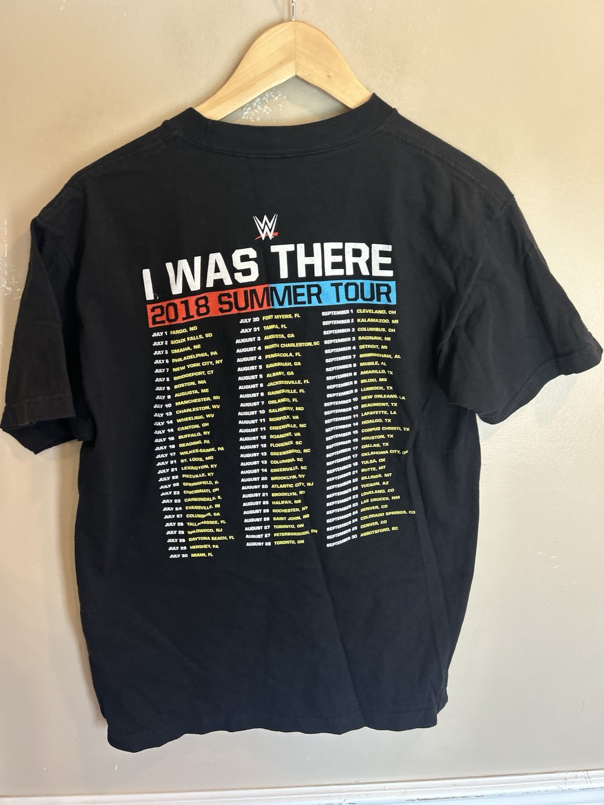 WWE Live Summer Tour 2018 Graphic Tee Black Medium