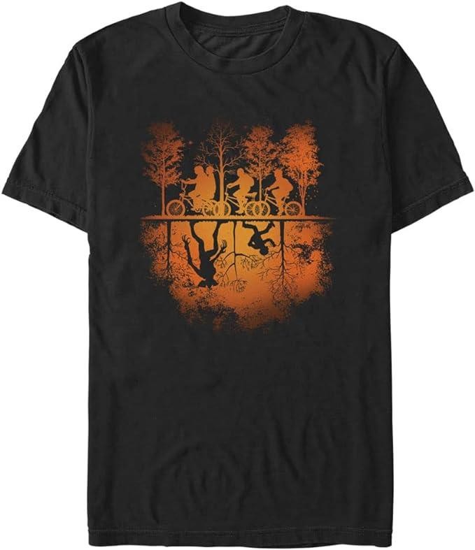 Stranger Things Men’s Big & Tall Upside Down Pumpkin Short Sleeve Tee, Black, 4X