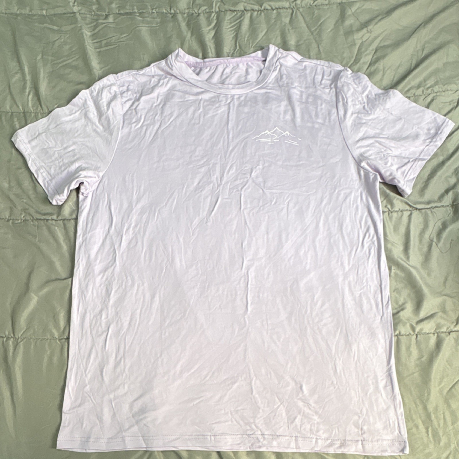 White Polyester Elastane Graphic Mountain Crew Neck Short Sleeve T-Shirt L A1