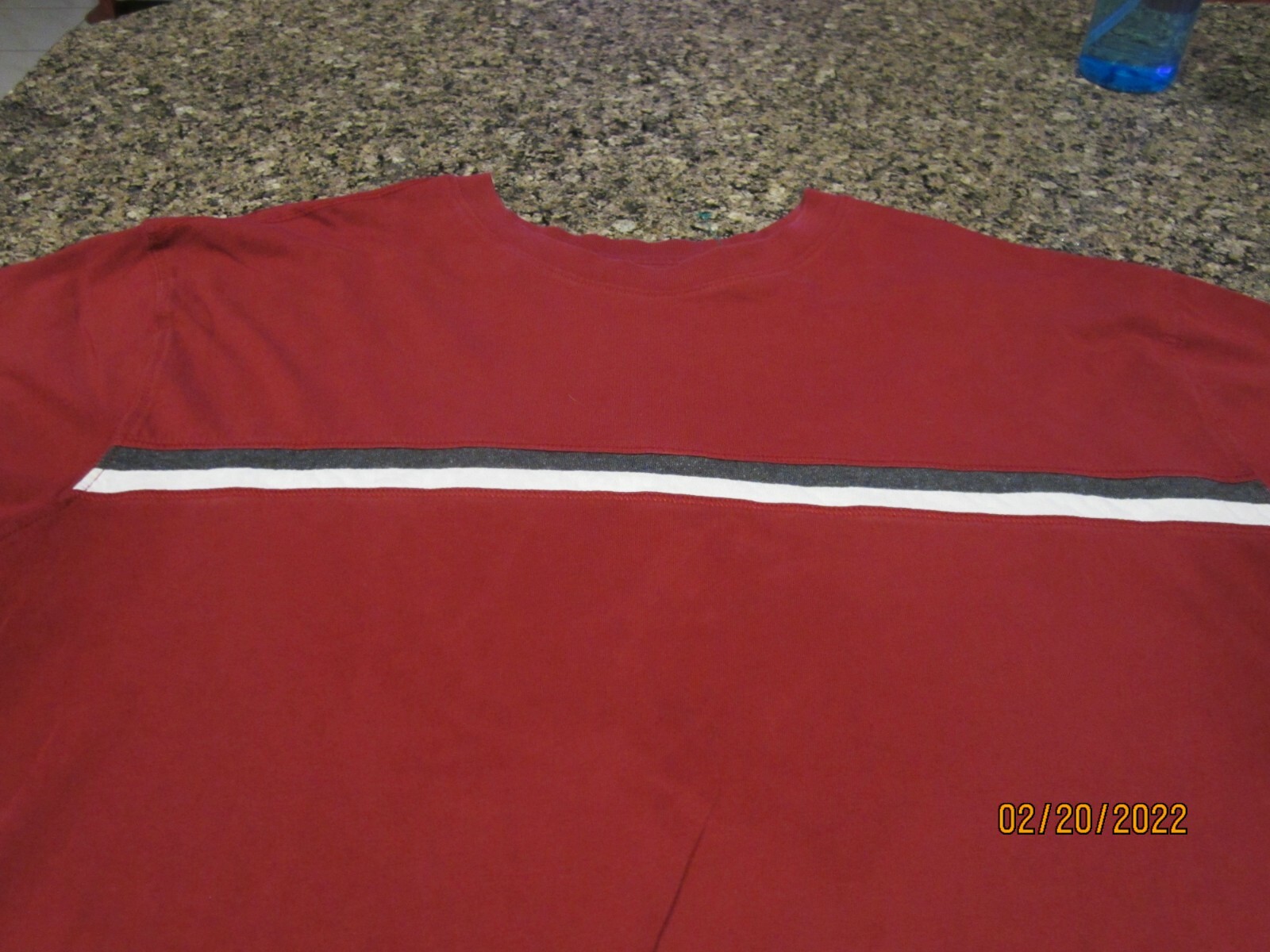 Basic Editions T-Shirt – Dark Red/Gray/White – XLT
