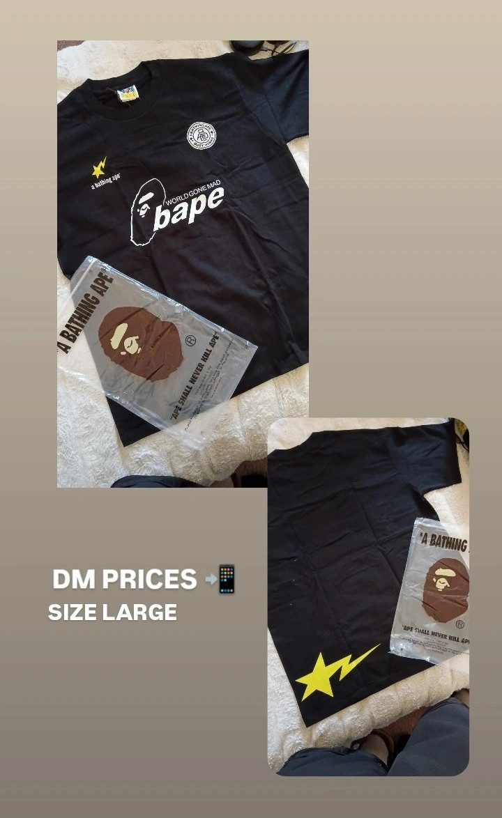 A Bathing Ape BAPE Men’s Black Ape Head Graphic Logo Crew Neck T-Shirt Size L