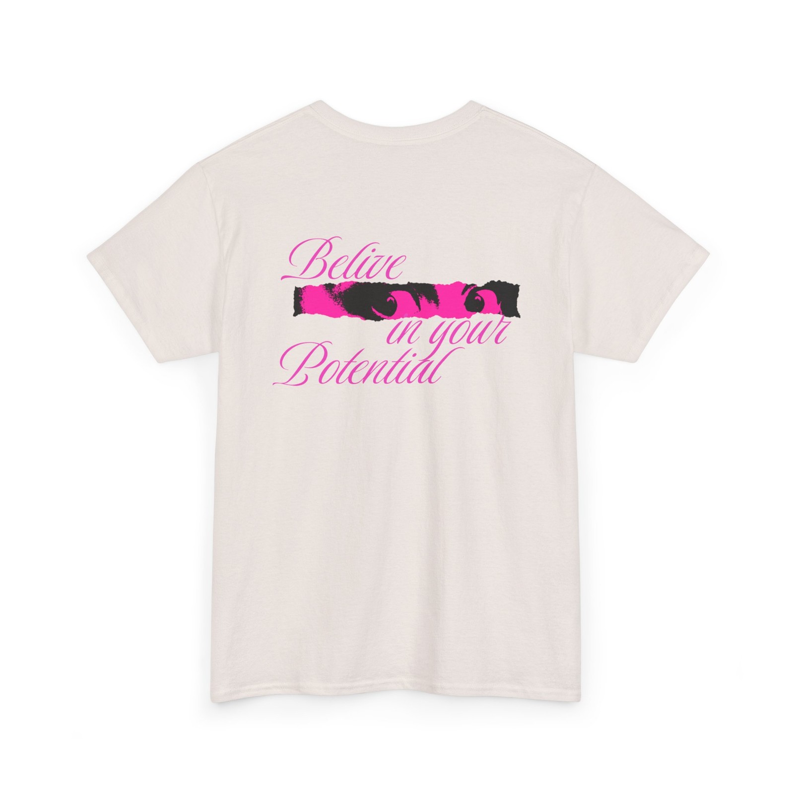 T-Shirt — “Believe in Your Potential” Pink Camo Script
