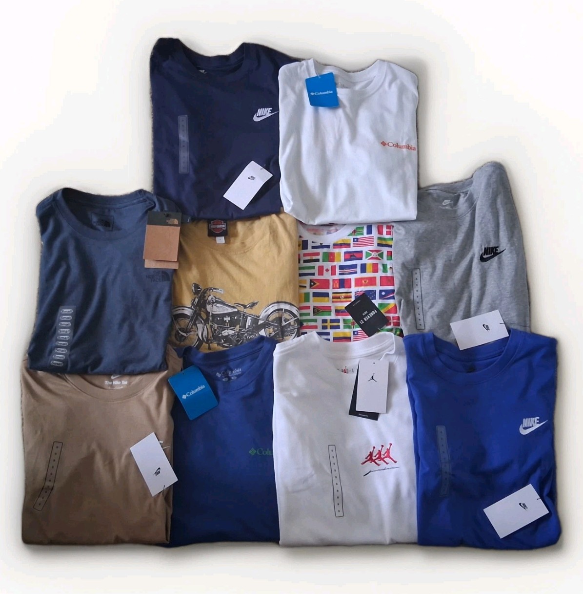 Lot Of 10 T-Shirts NWT (9) / Used (1) Patagonia Nike Harley Columbia North Face
