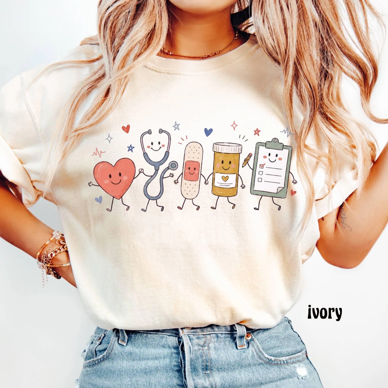 Comfort Colors Nurse Doodle Back to School Life PICU RN Healthcare T-Shirt