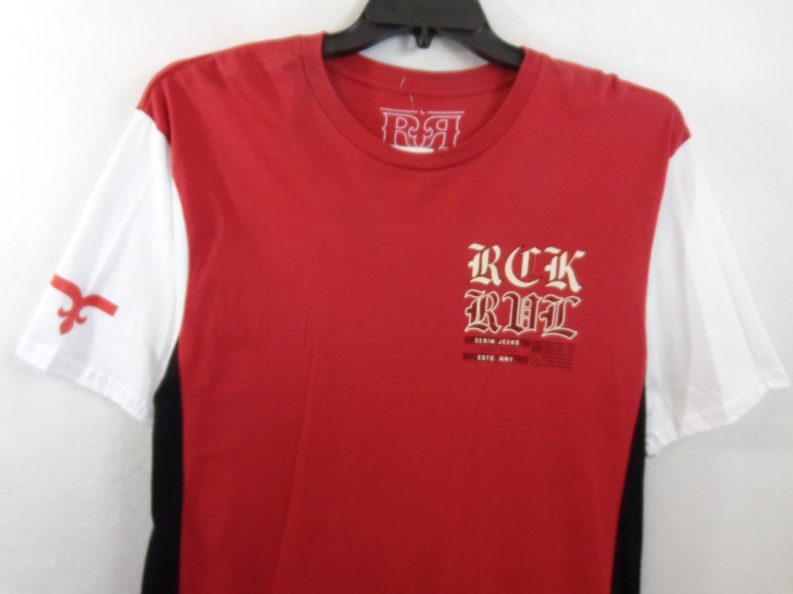 Rock Revival T Shirt Men’s L Red Short Sleeve Big Logo Double Sided New With Tag