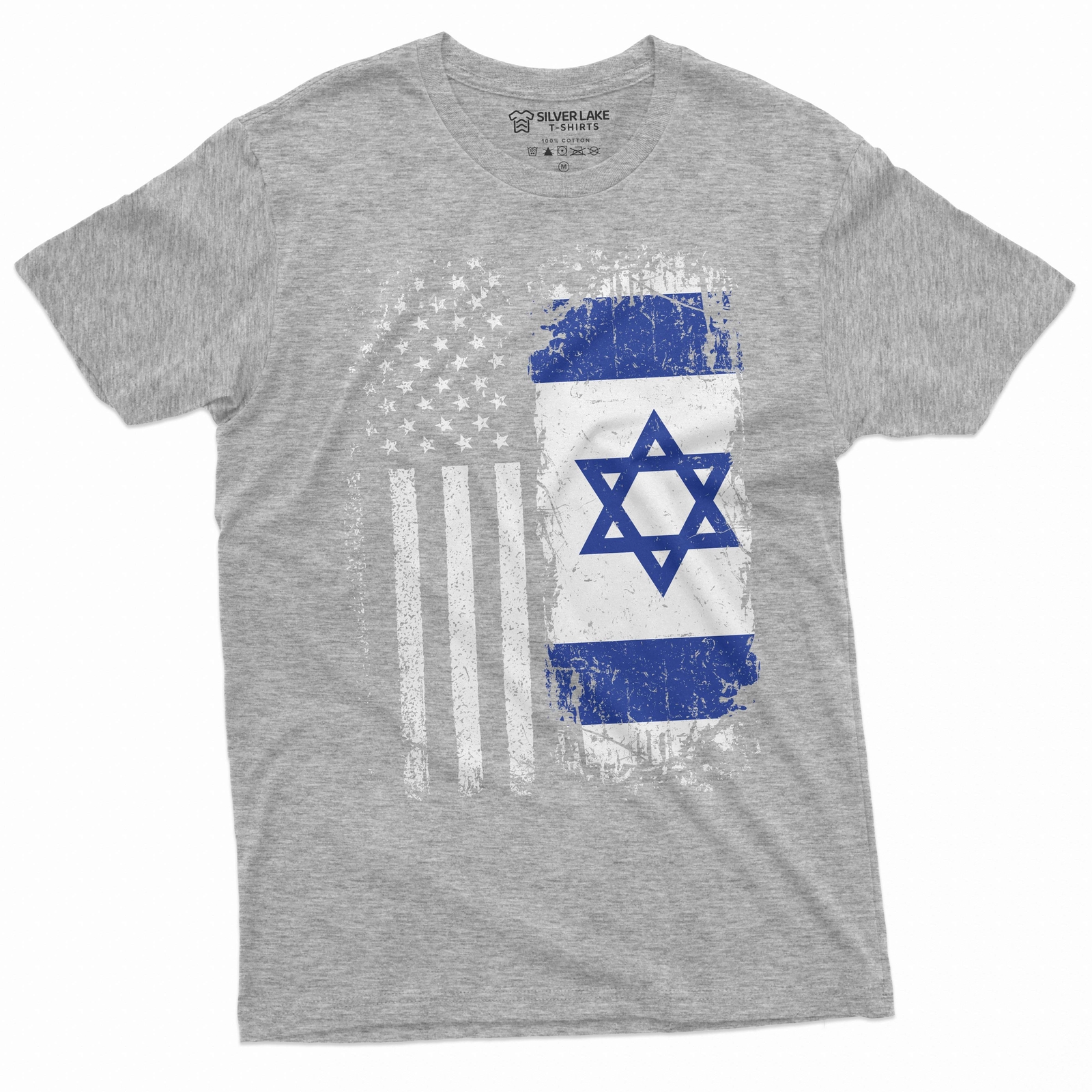 Men’s Israel USA T-shirt support Israel IDF Flag coat of arms Israeli army tee