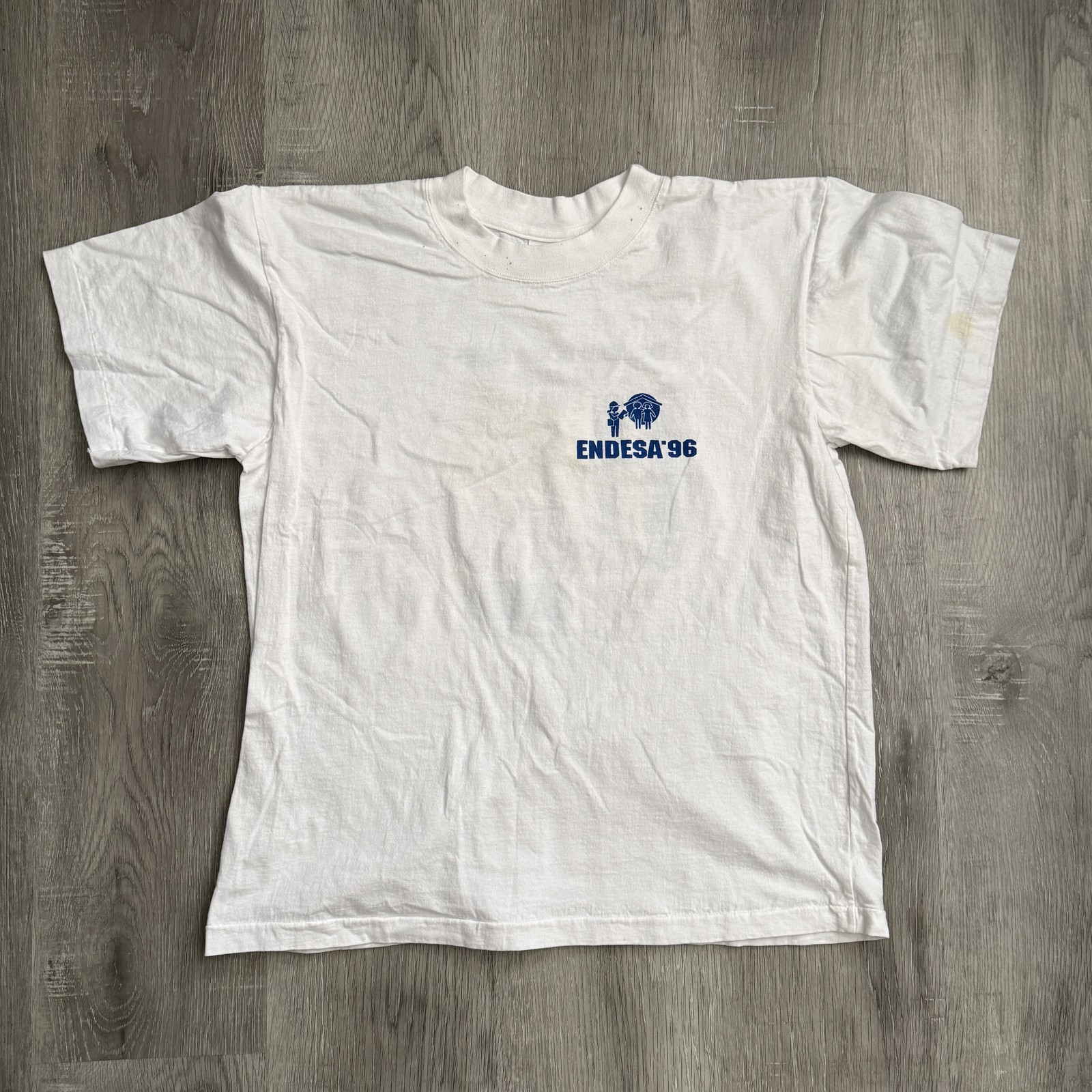 Vintage Sandria ENDESA 96 Shirt Mens Medium White Dominican Republic 90s Tee