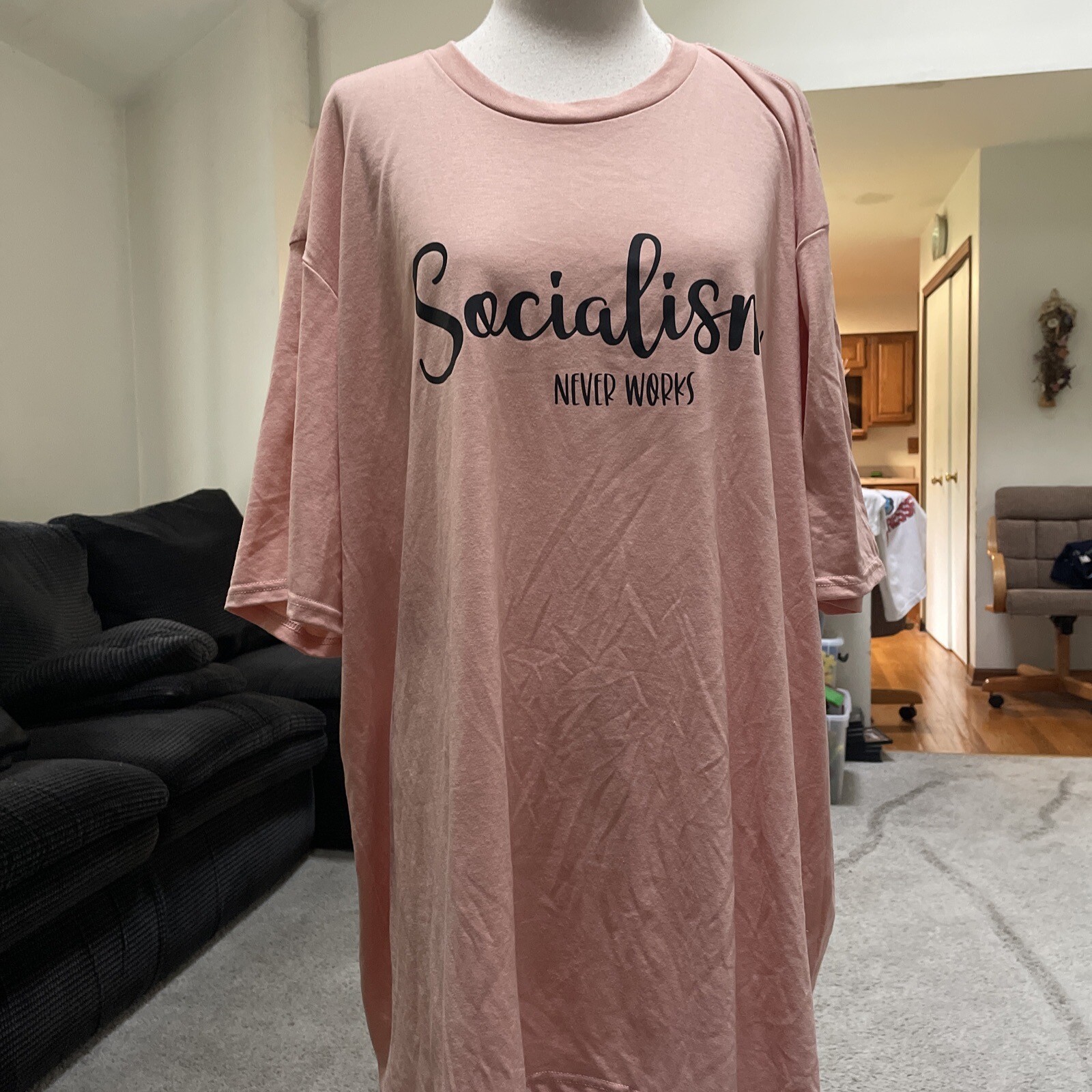 District Perfect Tri Short Sleeve t Shirt Socialism Never Works Size 4 XL